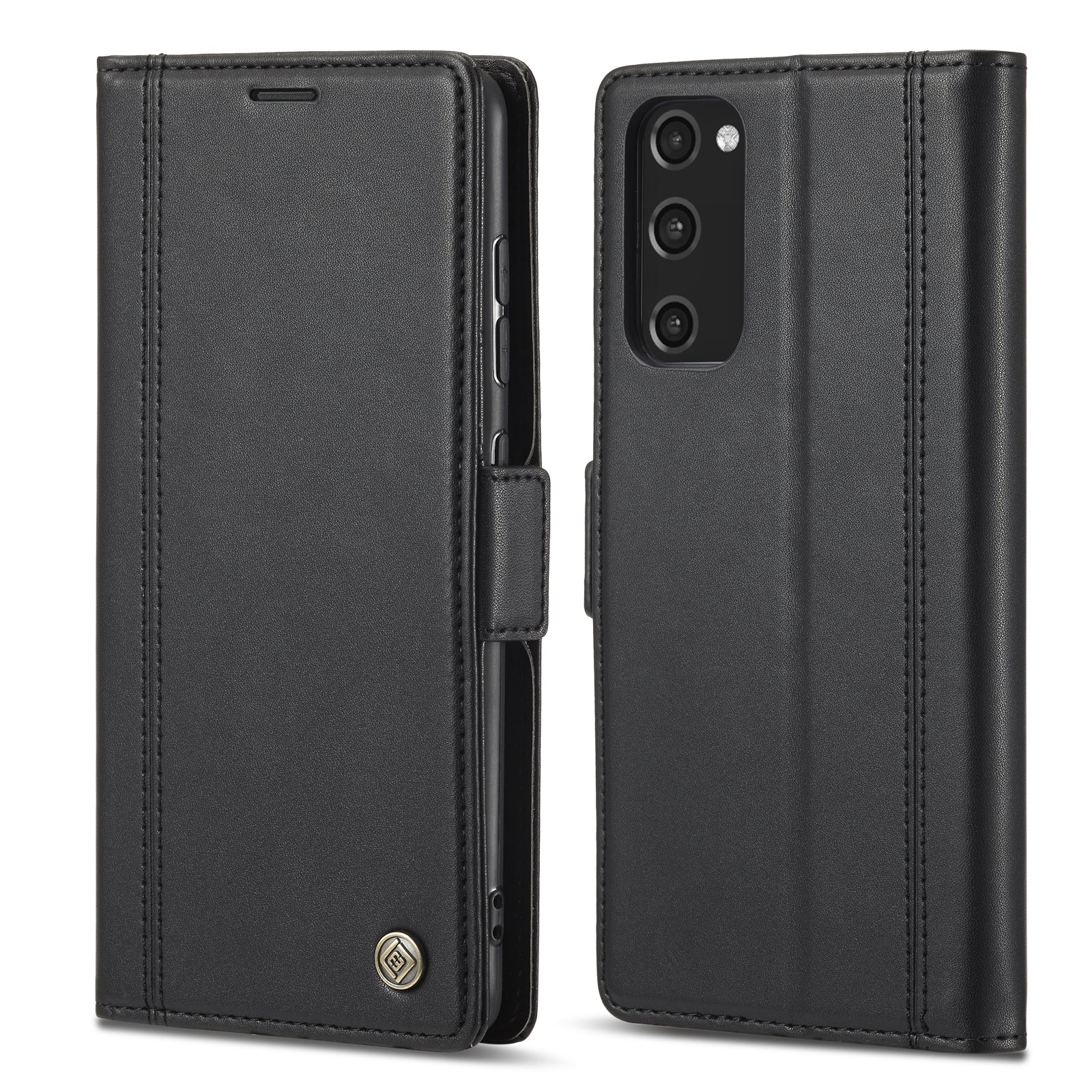 LC.IMEEKE Stand PU Leather Flip Wallet Card Holders Protective Phone Cover for Samsung Galaxy S20 4G/S20 5G - Black