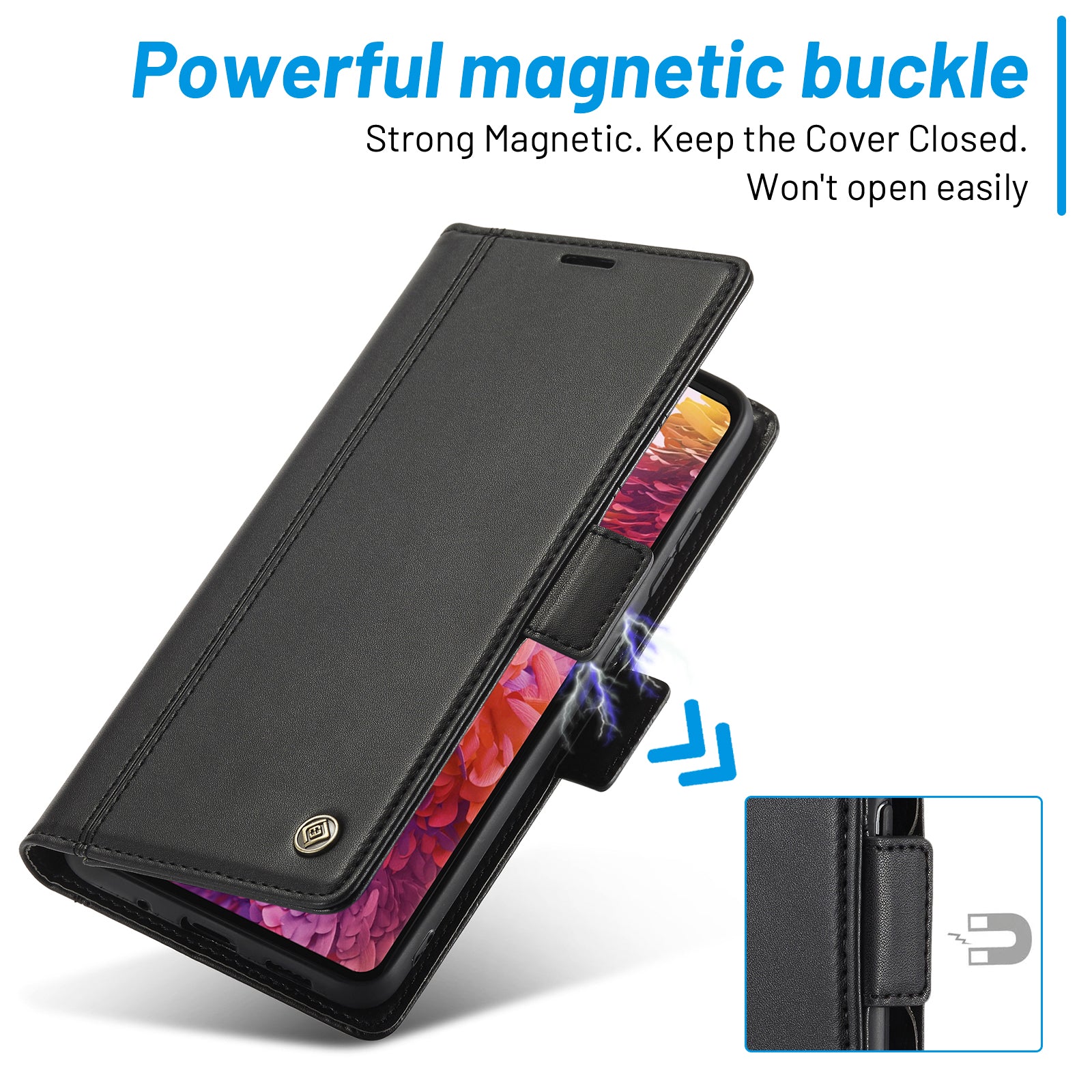 LC.IMEEKE Stand PU Leather Flip Wallet Card Holders Protective Phone Cover for Samsung Galaxy S20 4G/S20 5G - Black