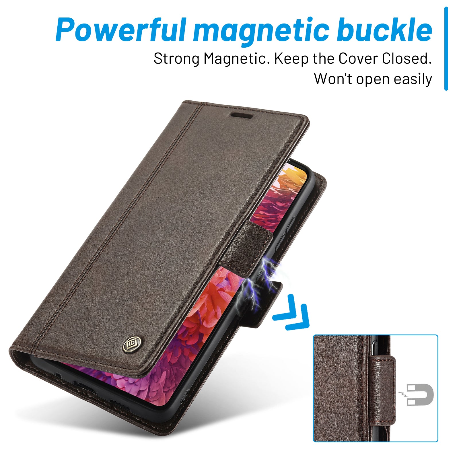 LC.IMEEKE Stand PU Leather Flip Wallet Card Holders Protective Phone Cover for Samsung Galaxy S20 4G/S20 5G - Brown