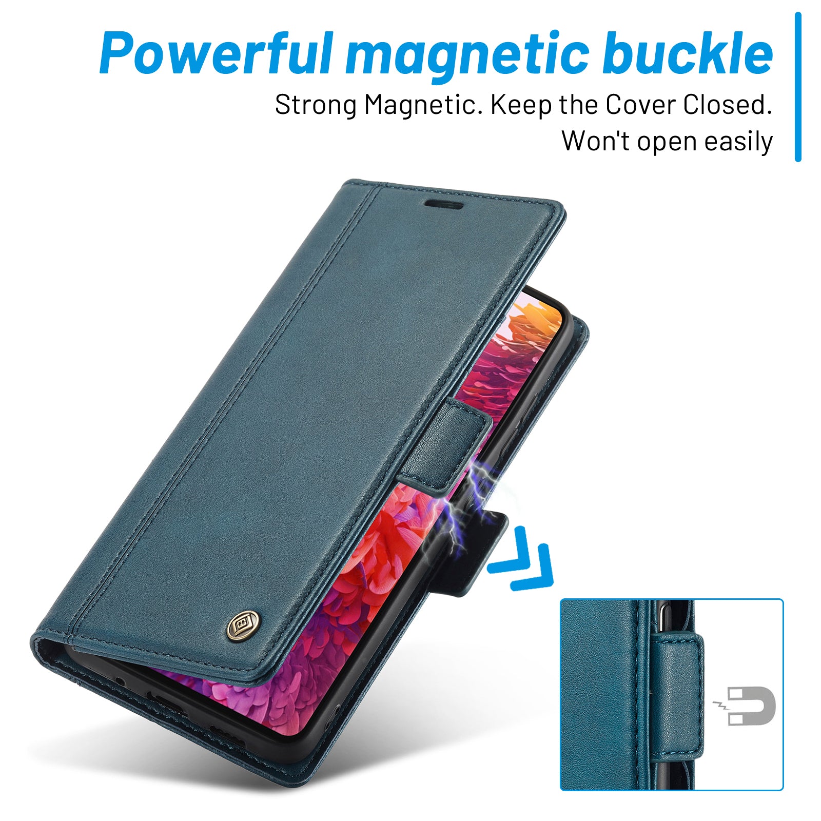 LC.IMEEKE Stand PU Leather Flip Wallet Card Holders Protective Phone Cover for Samsung Galaxy S20 4G/S20 5G - Blue