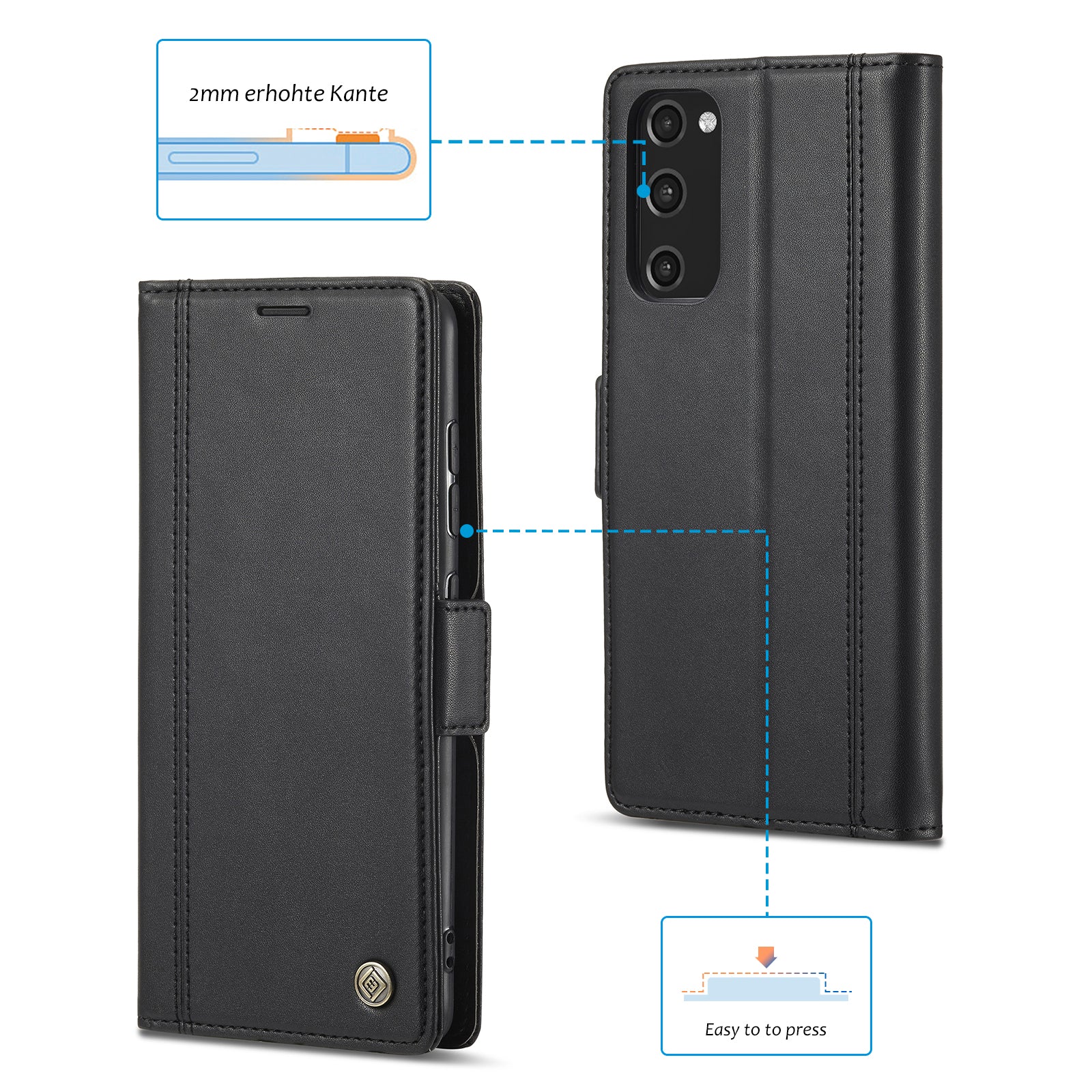 LC.IMEEKE PU Leather Multi-Angle Viewing Flip Protective Wallet Case Cover with Card Holder for Samsung Galaxy S20 FE 2022/S20 FE 4G/S20 FE 5G/S20 Lite - Black