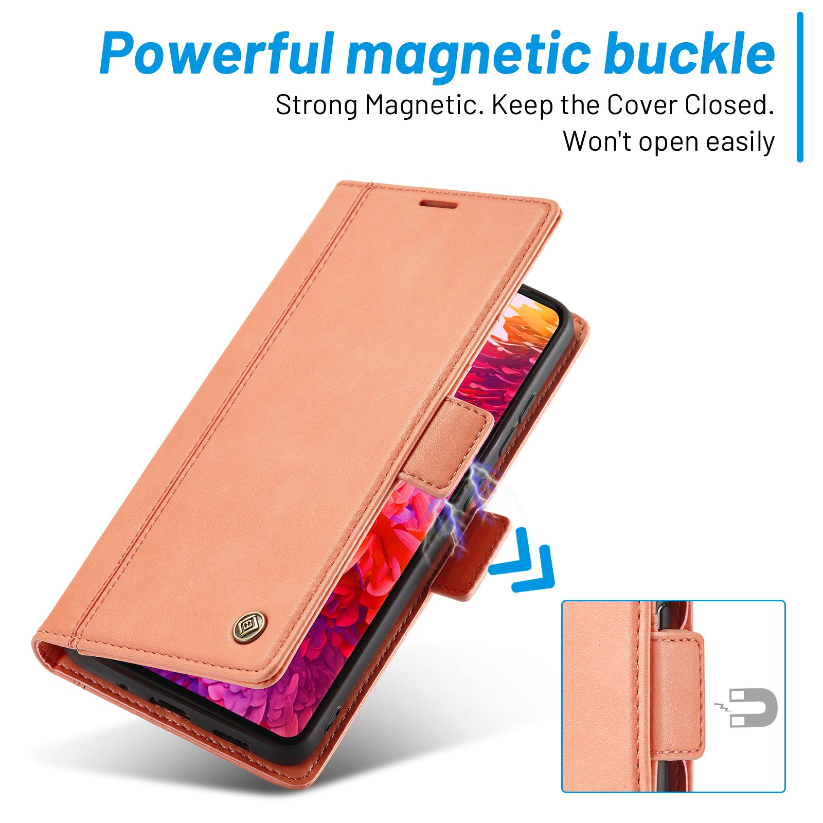 LC.IMEEKE PU Leather Multi-Angle Viewing Flip Protective Wallet Case Cover with Card Holder for Samsung Galaxy S20 FE 2022/S20 FE 4G/S20 FE 5G/S20 Lite - Orange