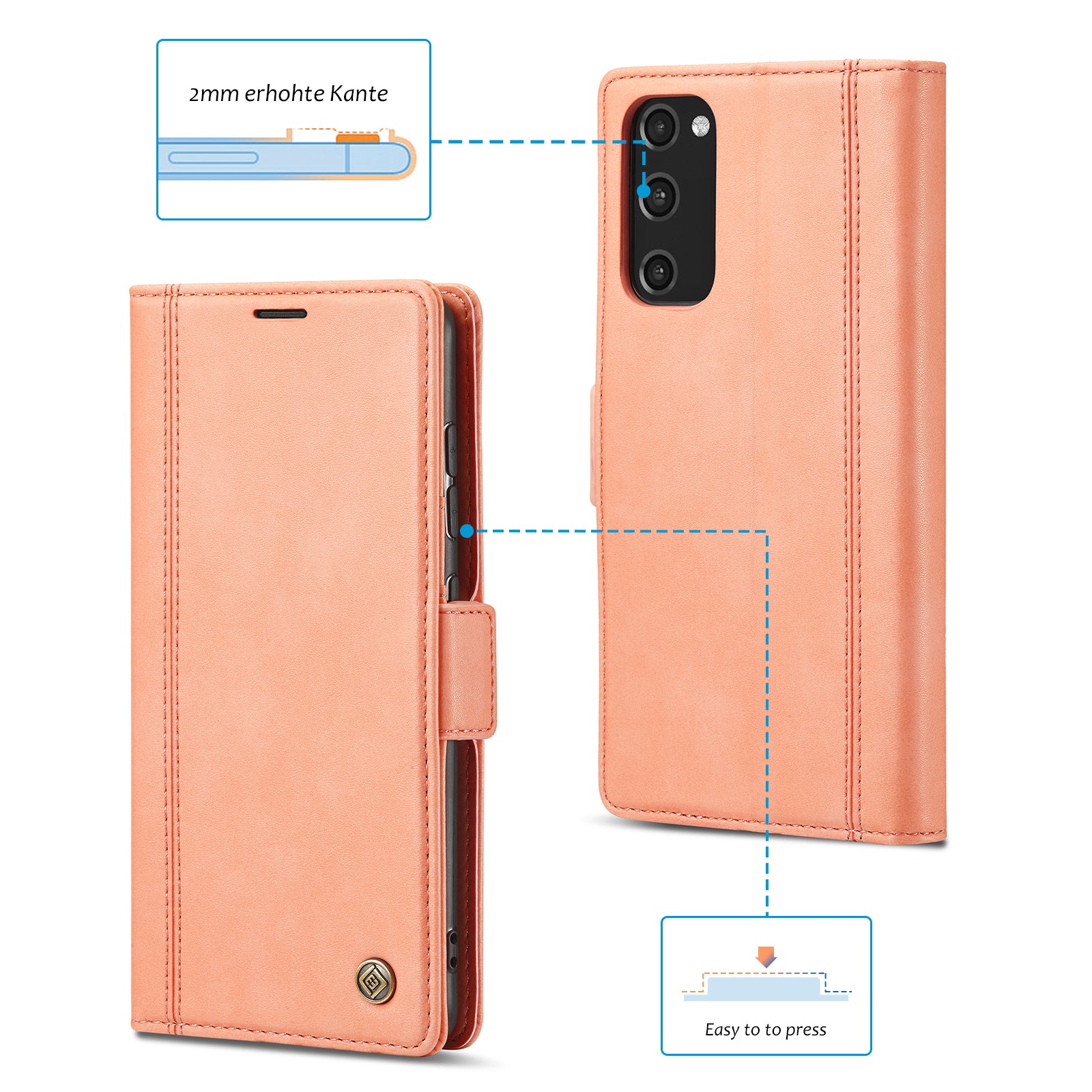 LC.IMEEKE PU Leather Multi-Angle Viewing Flip Protective Wallet Case Cover with Card Holder for Samsung Galaxy S20 FE 2022/S20 FE 4G/S20 FE 5G/S20 Lite - Orange