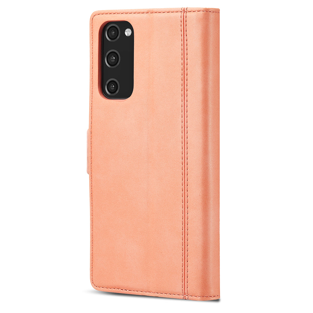 LC.IMEEKE PU Leather Multi-Angle Viewing Flip Protective Wallet Case Cover with Card Holder for Samsung Galaxy S20 FE 2022/S20 FE 4G/S20 FE 5G/S20 Lite - Orange