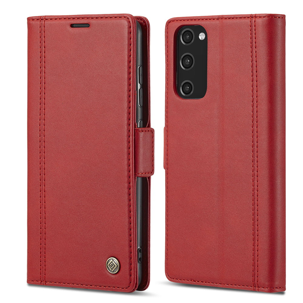 LC.IMEEKE PU Leather Multi-Angle Viewing Flip Protective Wallet Case Cover with Card Holder for Samsung Galaxy S20 FE 2022/S20 FE 4G/S20 FE 5G/S20 Lite - Red