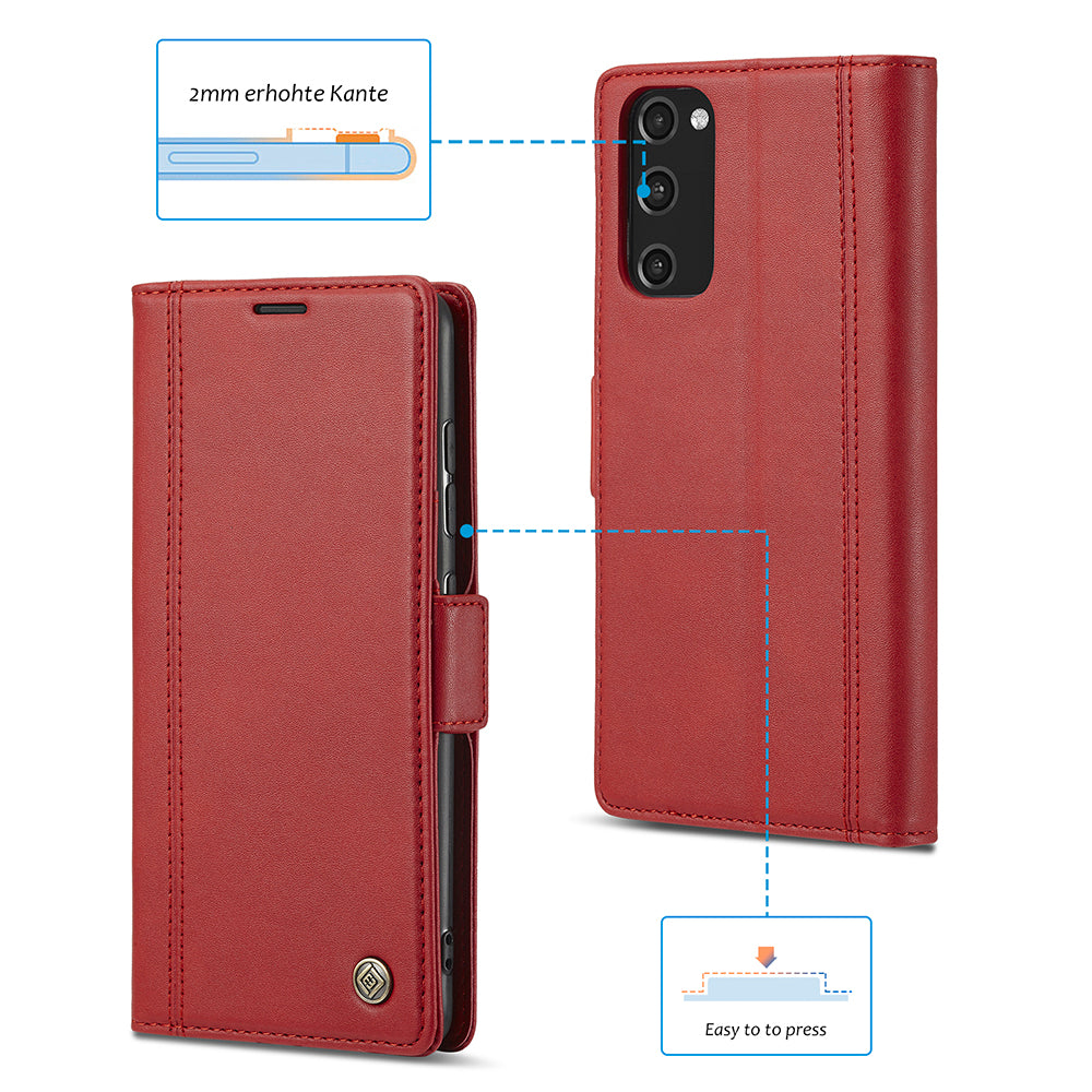 LC.IMEEKE PU Leather Multi-Angle Viewing Flip Protective Wallet Case Cover with Card Holder for Samsung Galaxy S20 FE 2022/S20 FE 4G/S20 FE 5G/S20 Lite - Red