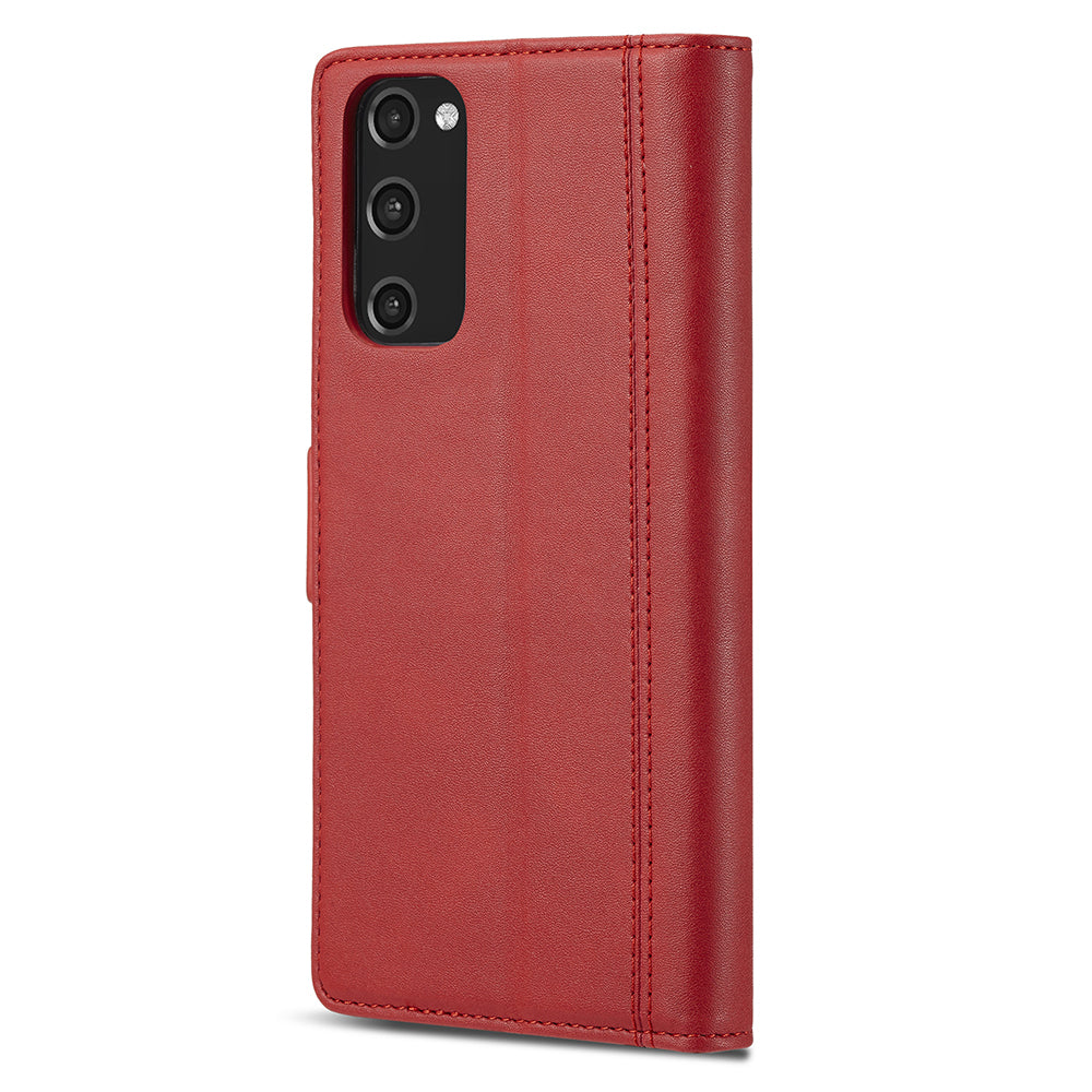 LC.IMEEKE PU Leather Multi-Angle Viewing Flip Protective Wallet Case Cover with Card Holder for Samsung Galaxy S20 FE 2022/S20 FE 4G/S20 FE 5G/S20 Lite - Red