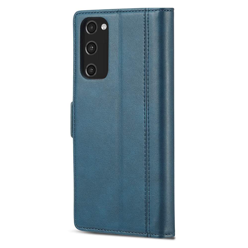 LC.IMEEKE PU Leather Multi-Angle Viewing Flip Protective Wallet Case Cover with Card Holder for Samsung Galaxy S20 FE 2022/S20 FE 4G/S20 FE 5G/S20 Lite - Blue