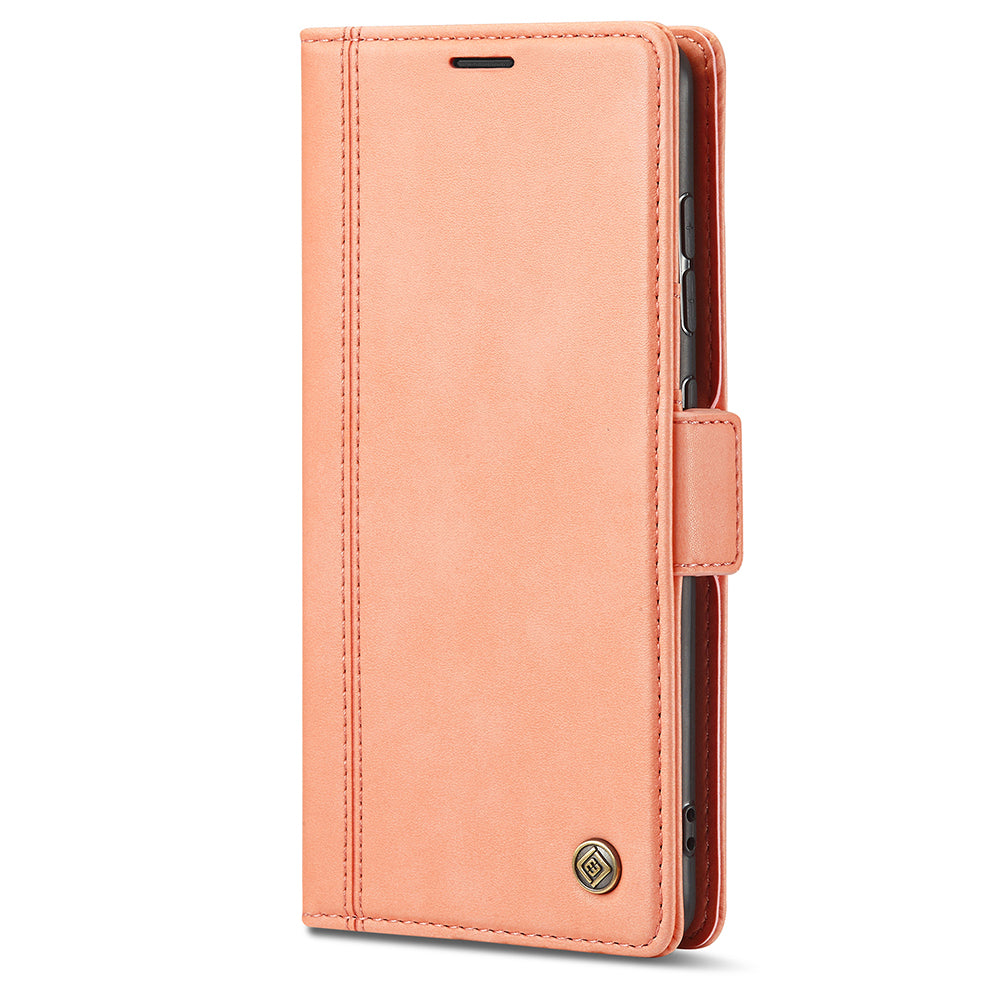 LC.IMEEKE Stand Feature PU Leather Wallet Case Flip Folio Cover with Card Slots and Magnetic Buckle for Samsung Galaxy S20 Plus - Orange