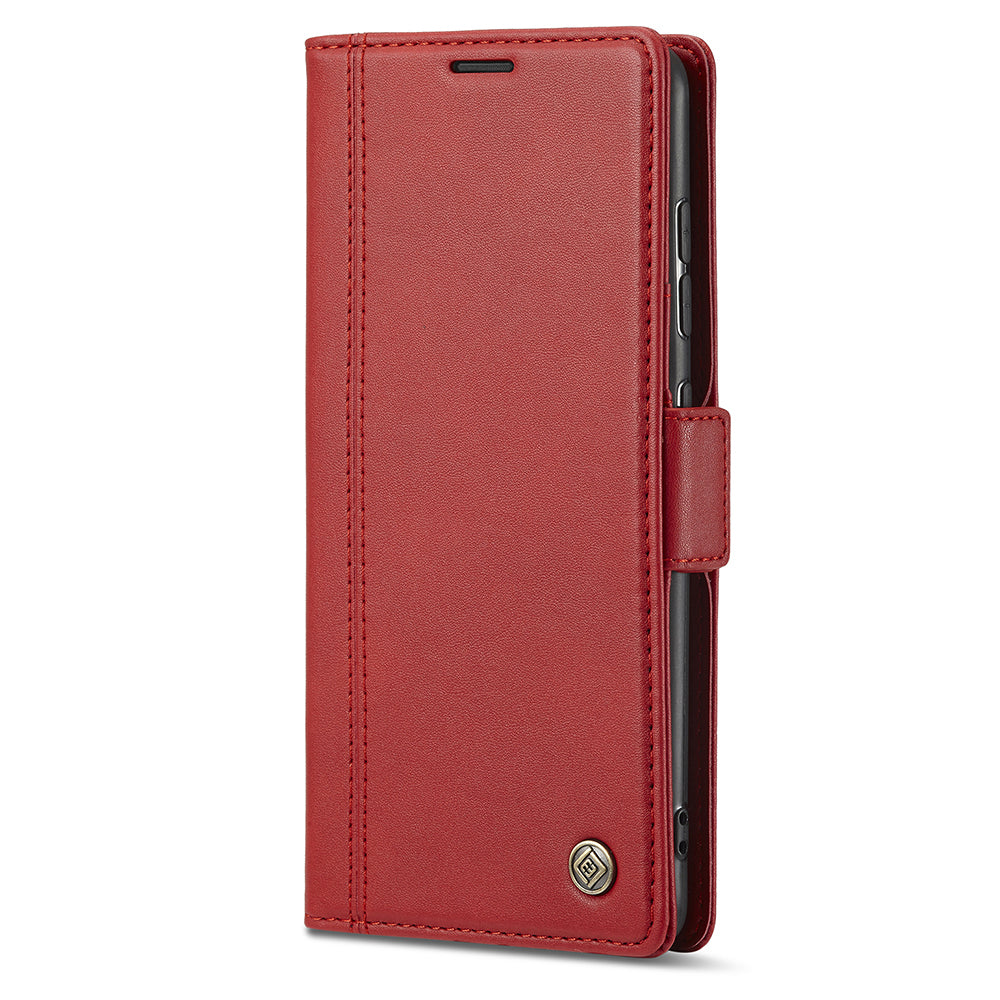 LC.IMEEKE Stand Feature PU Leather Wallet Case Flip Folio Cover with Card Slots and Magnetic Buckle for Samsung Galaxy S20 Plus - Red