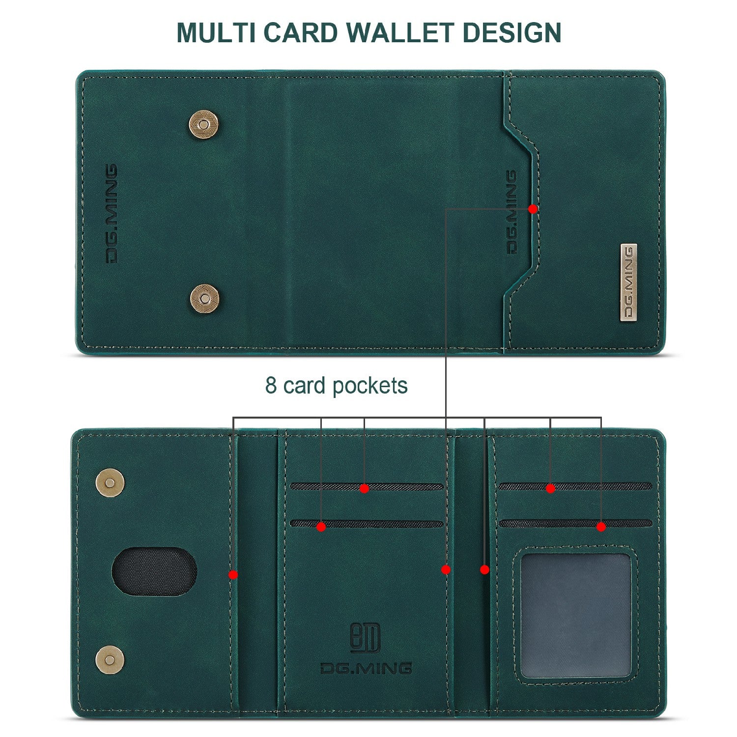 DG.MING M2 Series Anti-drop Magnetic Wallet Design with Kickstand  Leather Coated Hybrid Case for Samsung Galaxy S20 Plus - Green