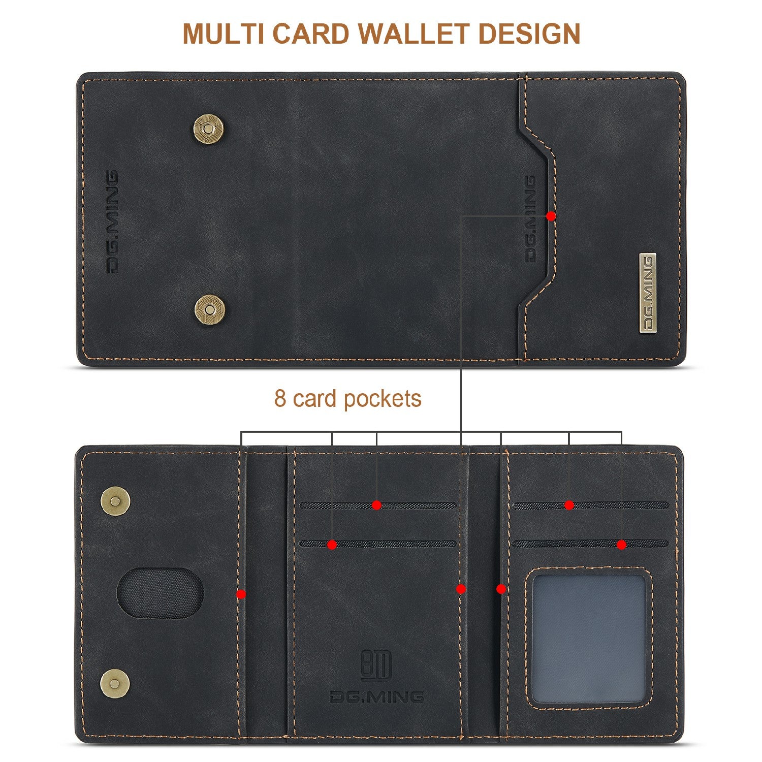 DG.MING M2 Series Anti-drop Magnetic Wallet Design with Kickstand  Leather Coated Hybrid Case for Samsung Galaxy S20 Plus - Black