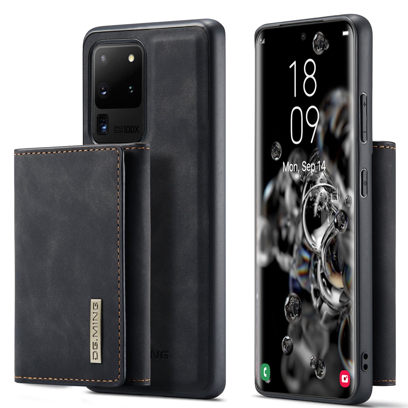 DG.MING M1 Series Magnetic Detachable 2-in-1 Leather Coated TPU + PC Hybrid Cover Shell with Wallet Kickstand for Samsung Galaxy S20 Ultra - Black