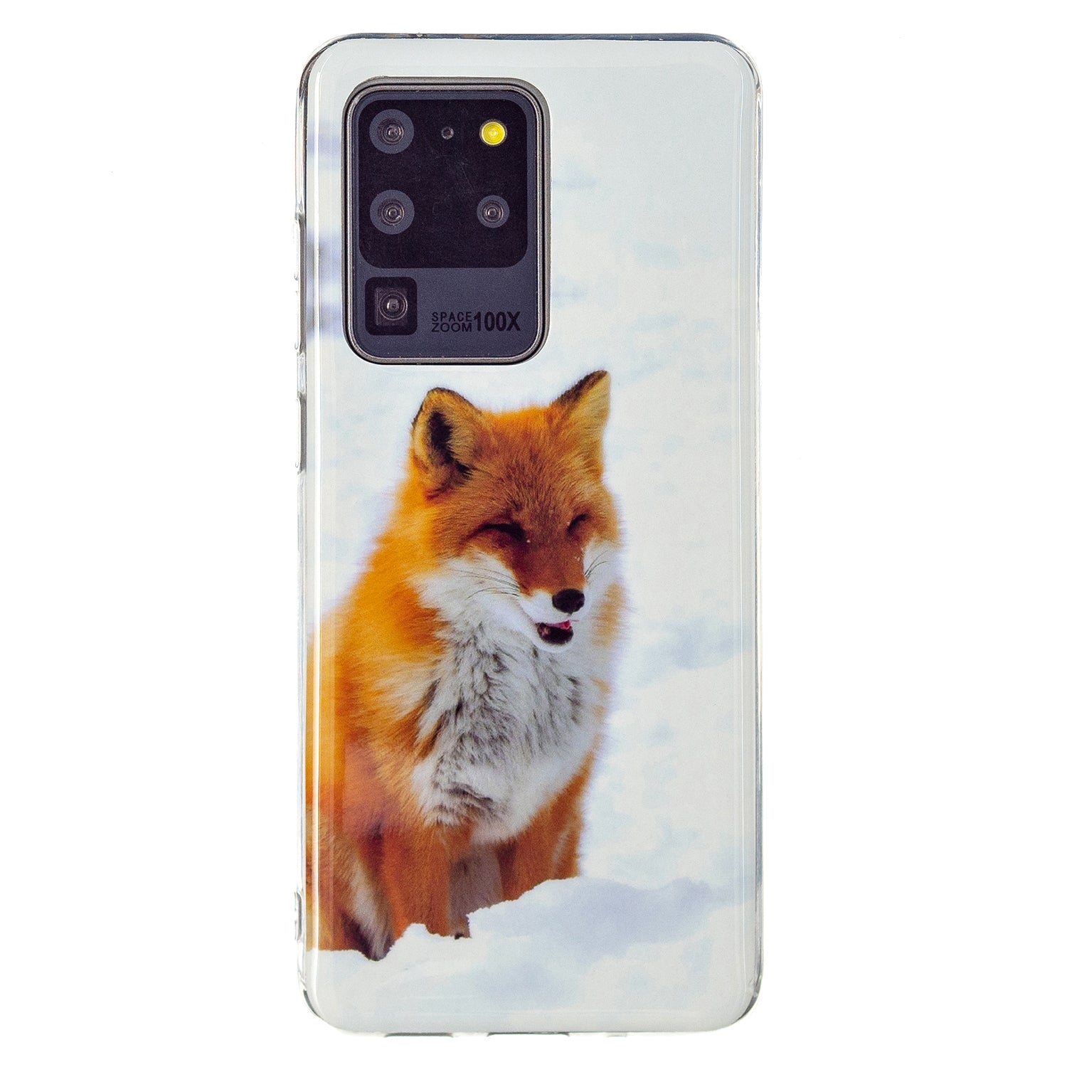 Noctilucent IMD TPU Mobile Phone Protective Case Cover for Samsung Galaxy S20 Ultra 4G/5G - White Fox