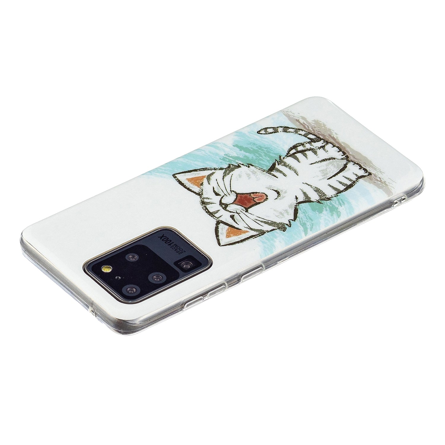 Noctilucent IMD TPU Mobile Phone Protective Case Cover for Samsung Galaxy S20 Ultra 4G/5G - Happy Cat