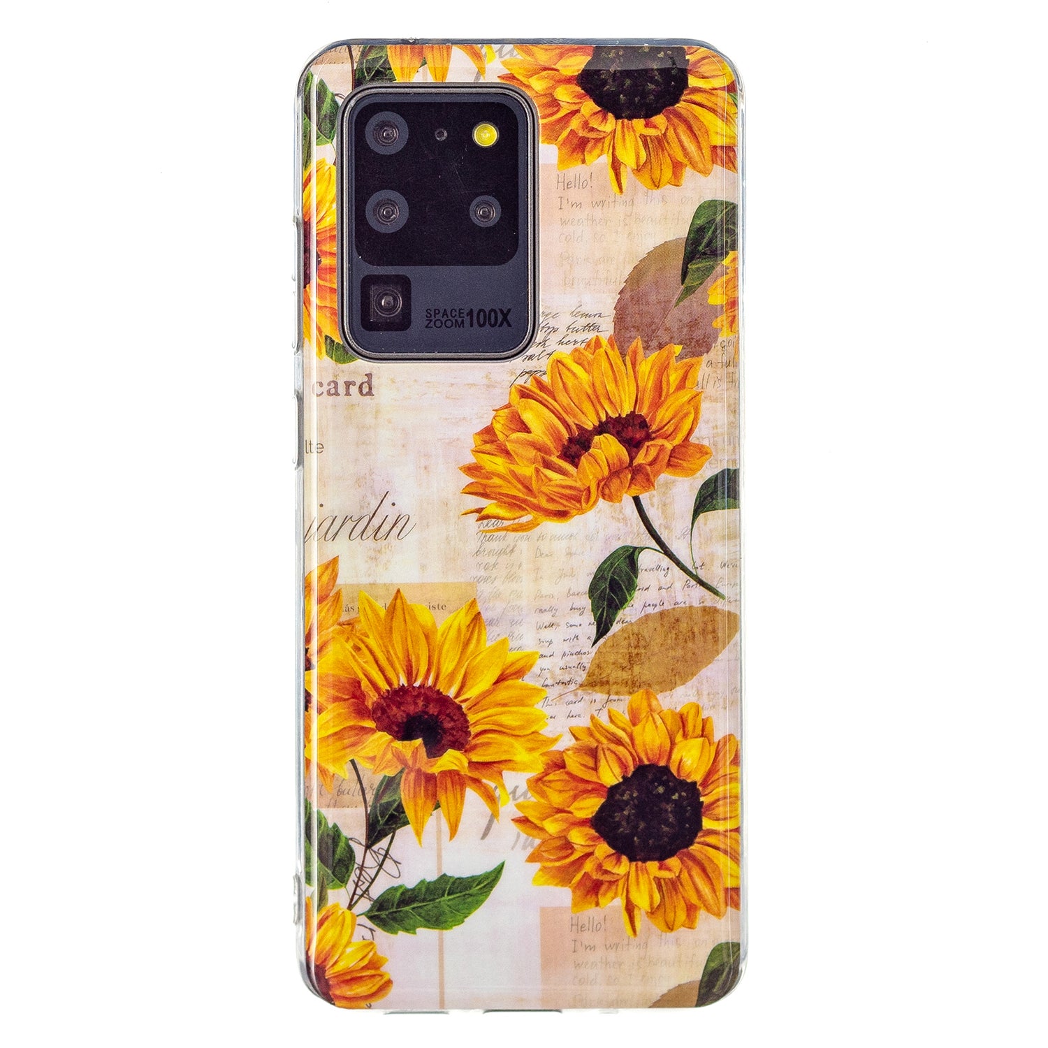 Noctilucent IMD TPU Mobile Phone Protective Case Cover for Samsung Galaxy S20 Ultra 4G/5G - Sun Flower