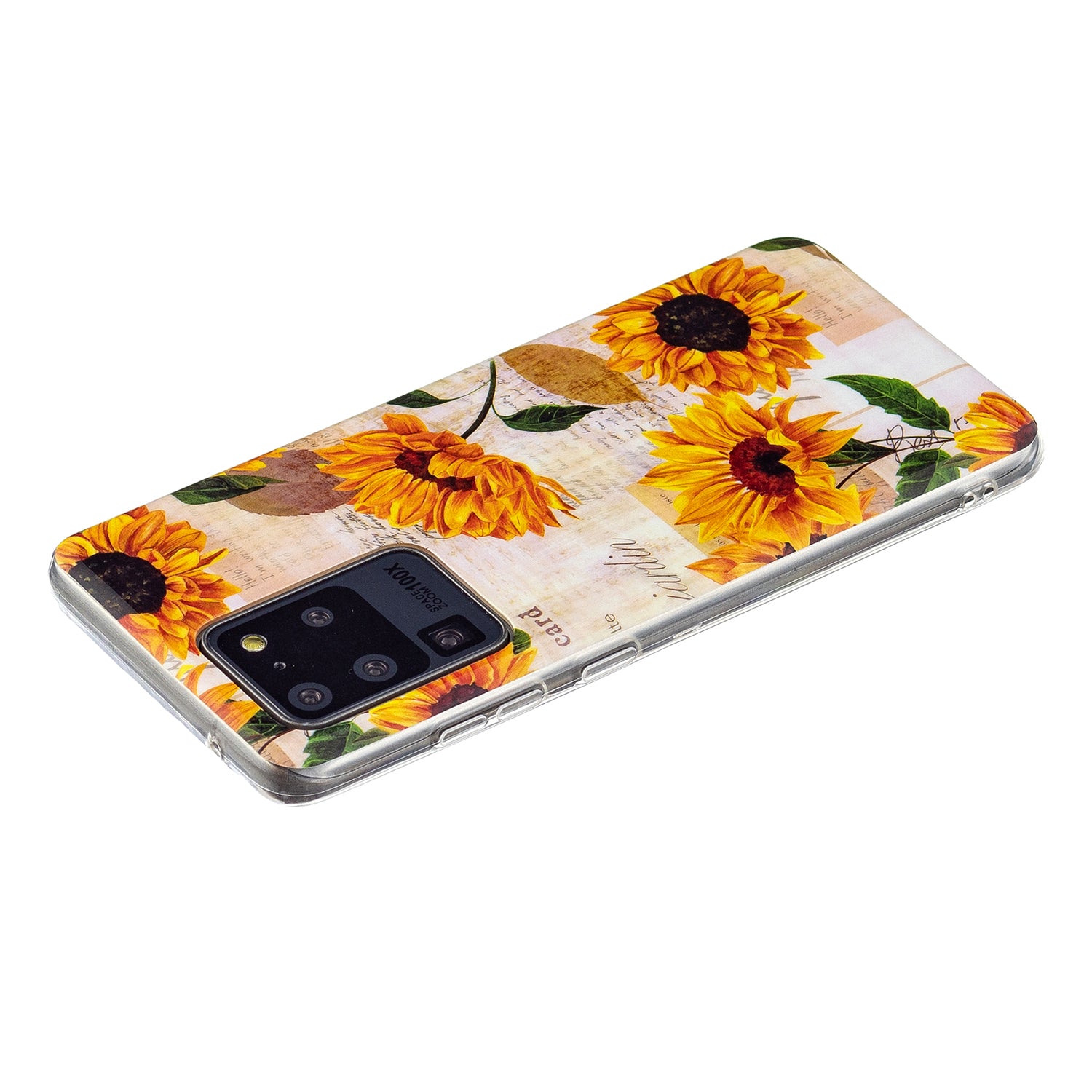 Noctilucent IMD TPU Mobile Phone Protective Case Cover for Samsung Galaxy S20 Ultra 4G/5G - Sun Flower