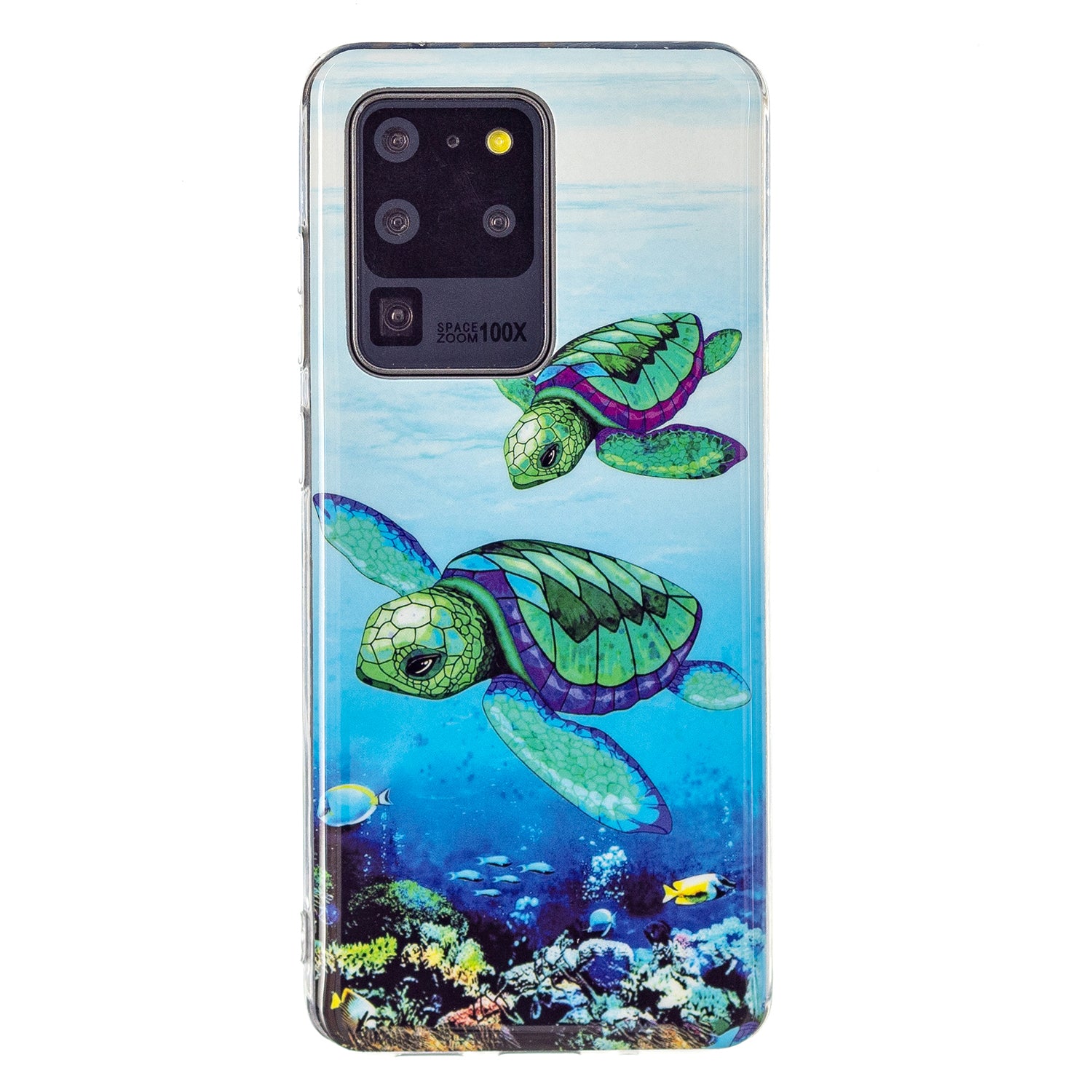 Noctilucent IMD TPU Mobile Phone Protective Case Cover for Samsung Galaxy S20 Ultra 4G/5G - Sea Turtle