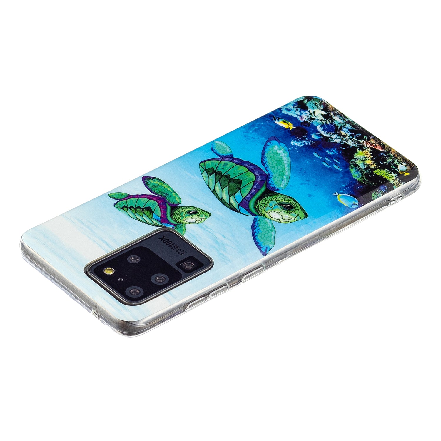 Noctilucent IMD TPU Mobile Phone Protective Case Cover for Samsung Galaxy S20 Ultra 4G/5G - Sea Turtle