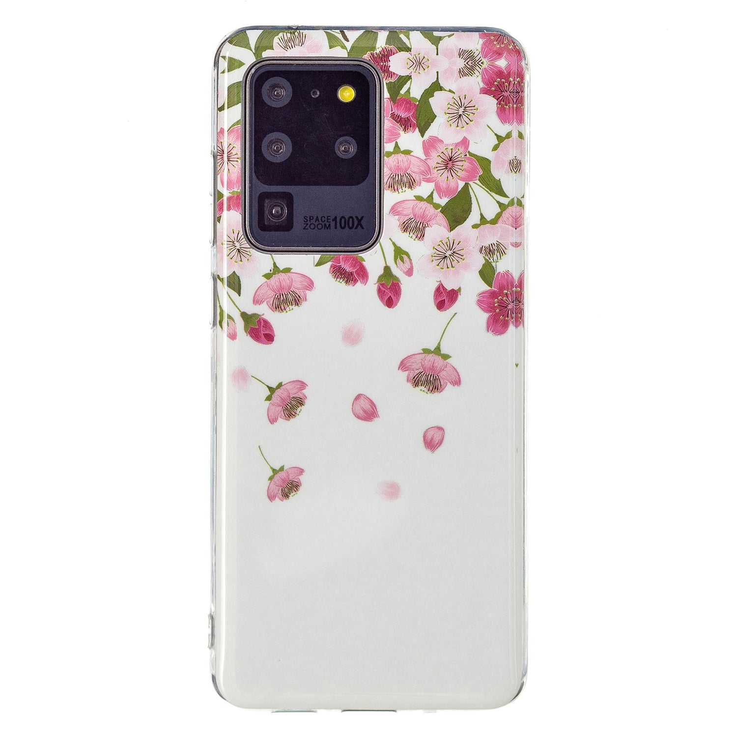 Noctilucent IMD TPU Mobile Phone Protective Case Cover for Samsung Galaxy S20 Ultra 4G/5G - Cherry Blossoms