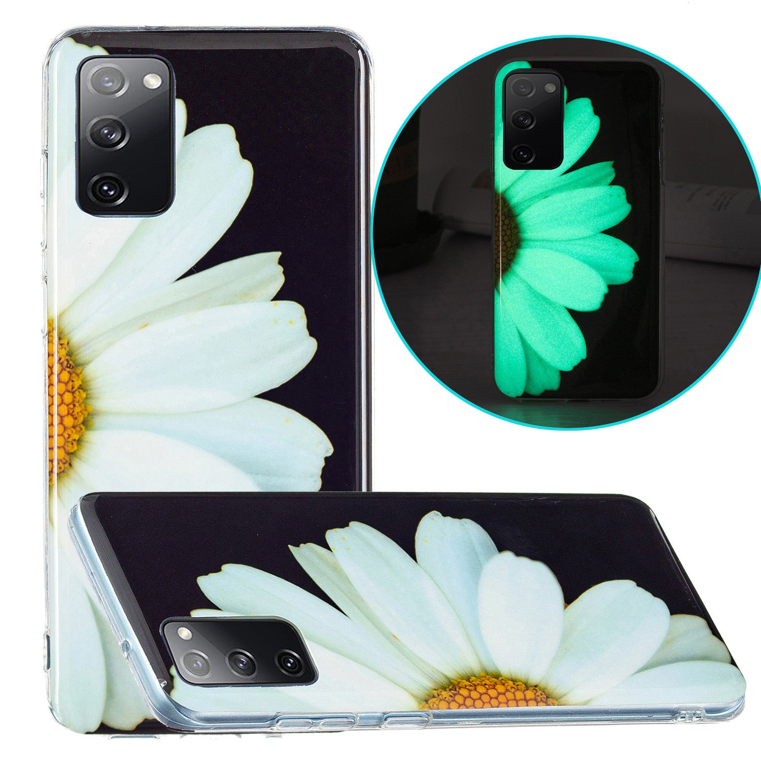 Luminous IMD TPU Phone Case Back Cover Shell for Samsung Galaxy S20 FE 2022/S20 FE 4G/S20 FE 5G/S20 Lite - Daisy Flower