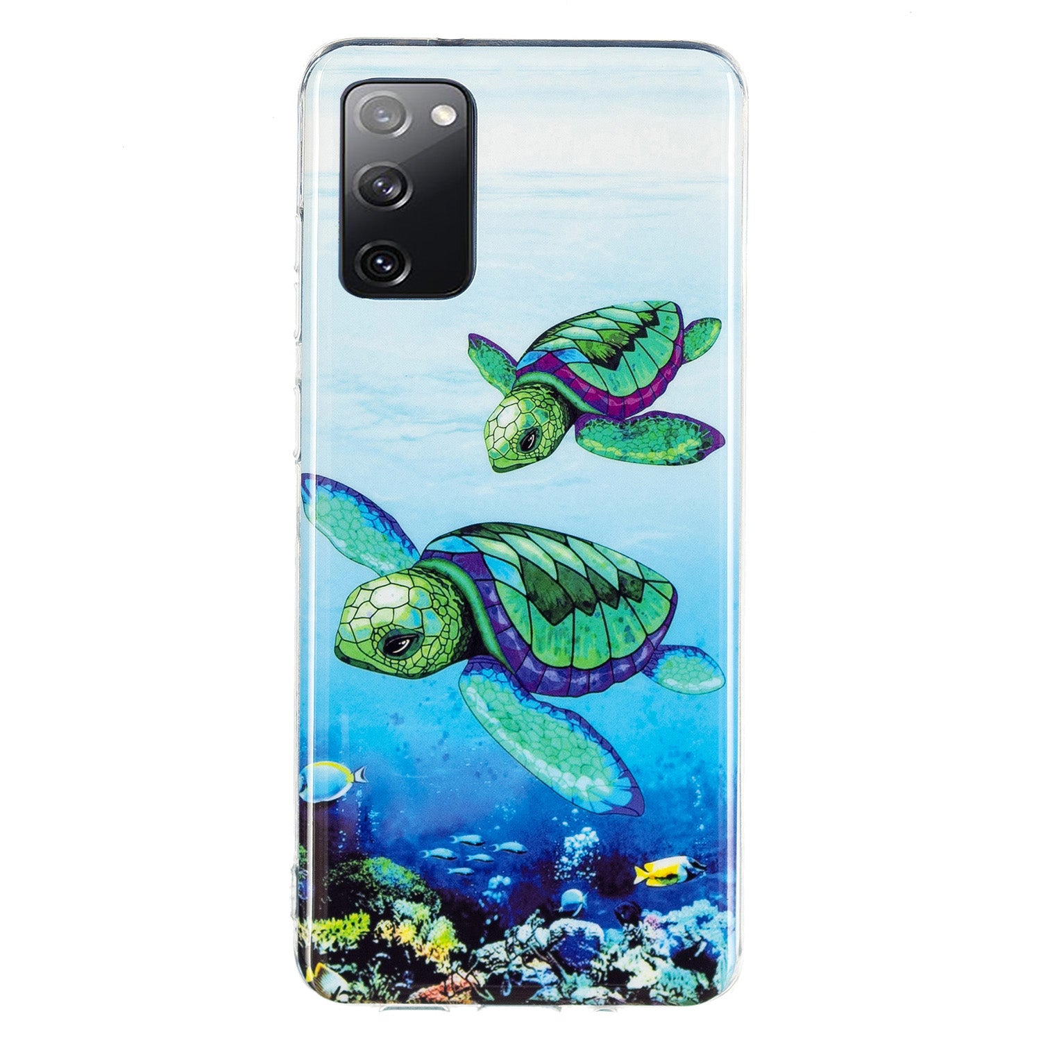 Luminous IMD TPU Phone Case Back Cover Shell for Samsung Galaxy S20 FE 2022/S20 FE 4G/S20 FE 5G/S20 Lite - Sea Turtle