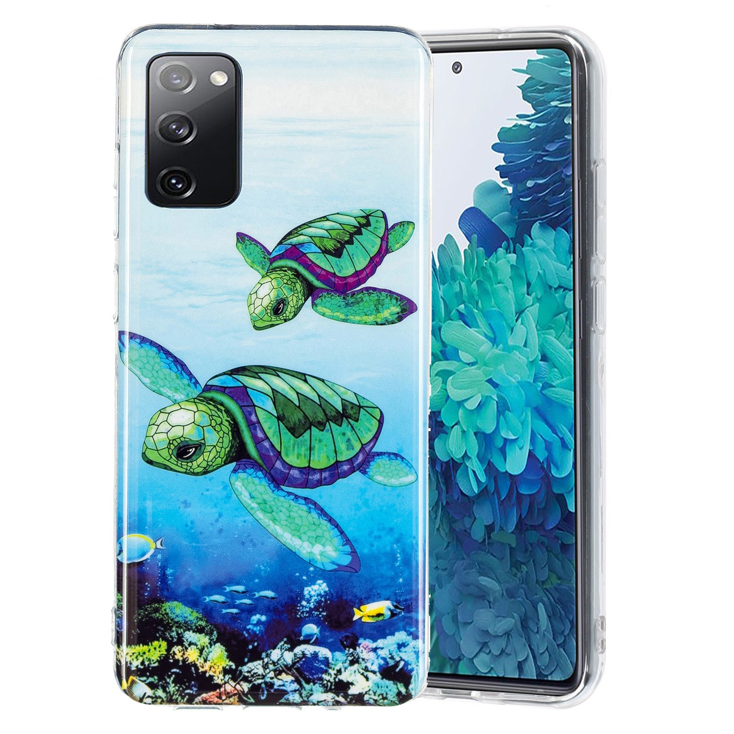 Luminous IMD TPU Phone Case Back Cover Shell for Samsung Galaxy S20 FE 2022/S20 FE 4G/S20 FE 5G/S20 Lite - Sea Turtle