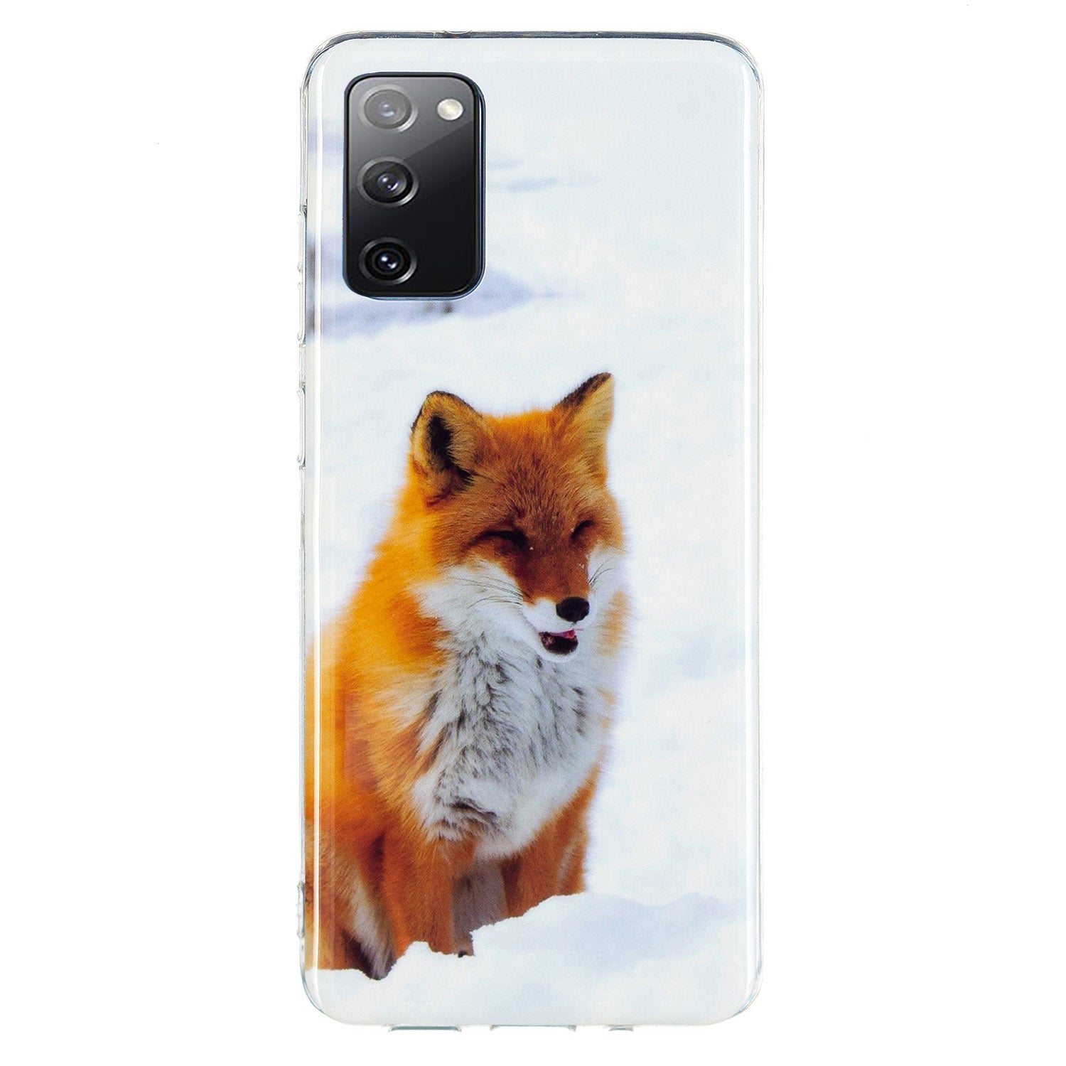 Luminous IMD TPU Phone Case Back Cover Shell for Samsung Galaxy S20 FE 2022/S20 FE 4G/S20 FE 5G/S20 Lite - White Fox