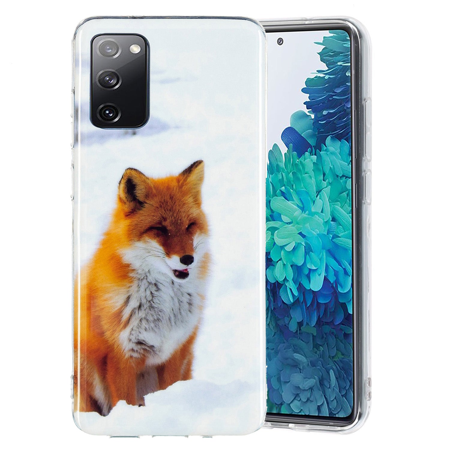 Luminous IMD TPU Phone Case Back Cover Shell for Samsung Galaxy S20 FE 2022/S20 FE 4G/S20 FE 5G/S20 Lite - White Fox