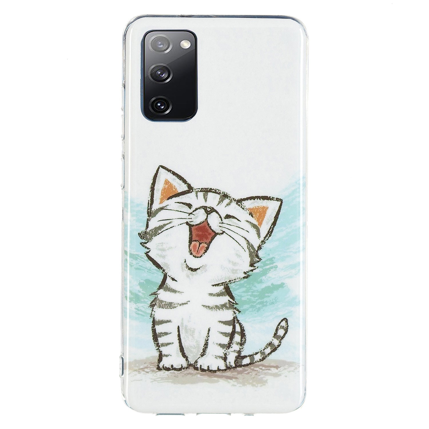 Luminous IMD TPU Phone Case Back Cover Shell for Samsung Galaxy S20 FE 2022/S20 FE 4G/S20 FE 5G/S20 Lite - Happy Cat