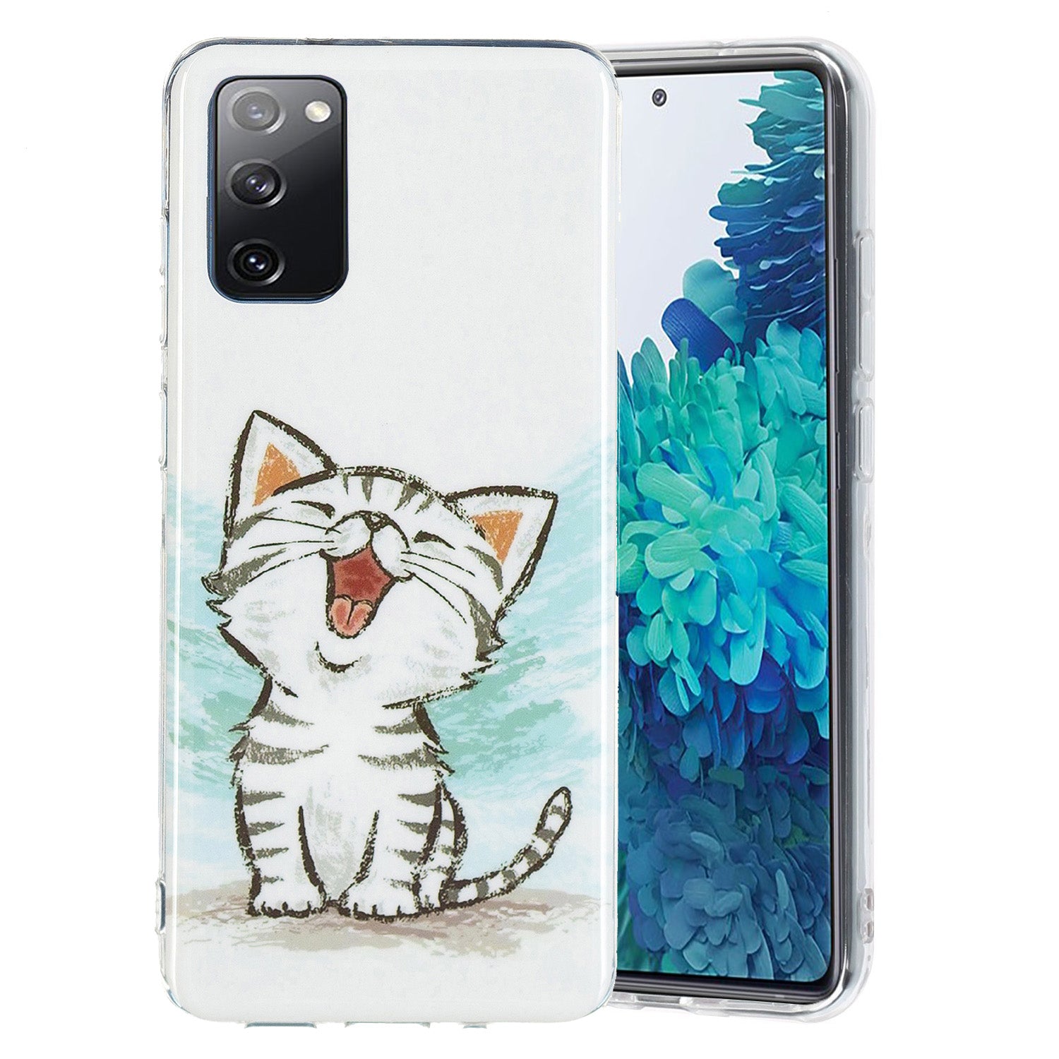 Luminous IMD TPU Phone Case Back Cover Shell for Samsung Galaxy S20 FE 2022/S20 FE 4G/S20 FE 5G/S20 Lite - Happy Cat