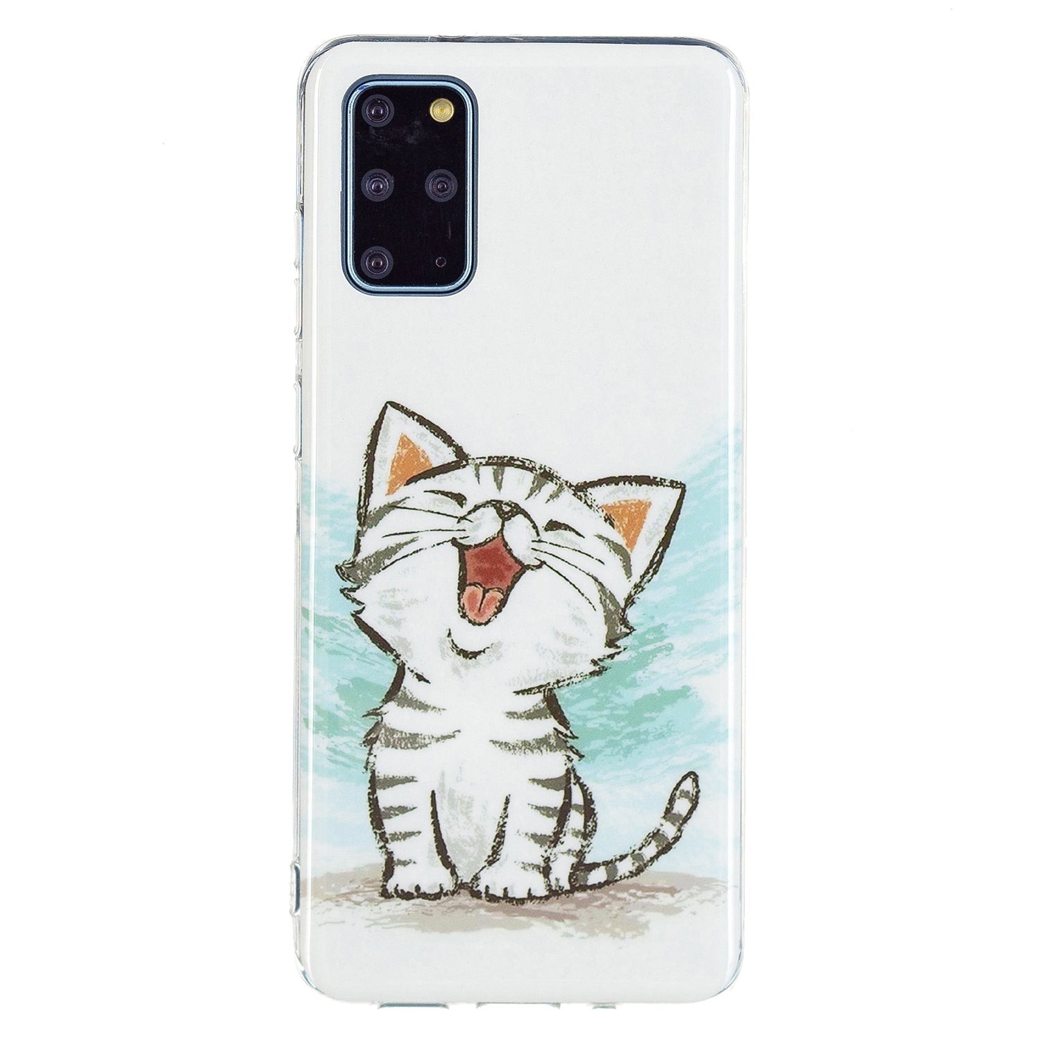 Noctilucent Lightweight Slim Stylish Soft TPU Glow in The Dark Cover Shockproof Cell Phone Case for Samsung Galaxy S20 Plus 4G/5G - Happy Cat