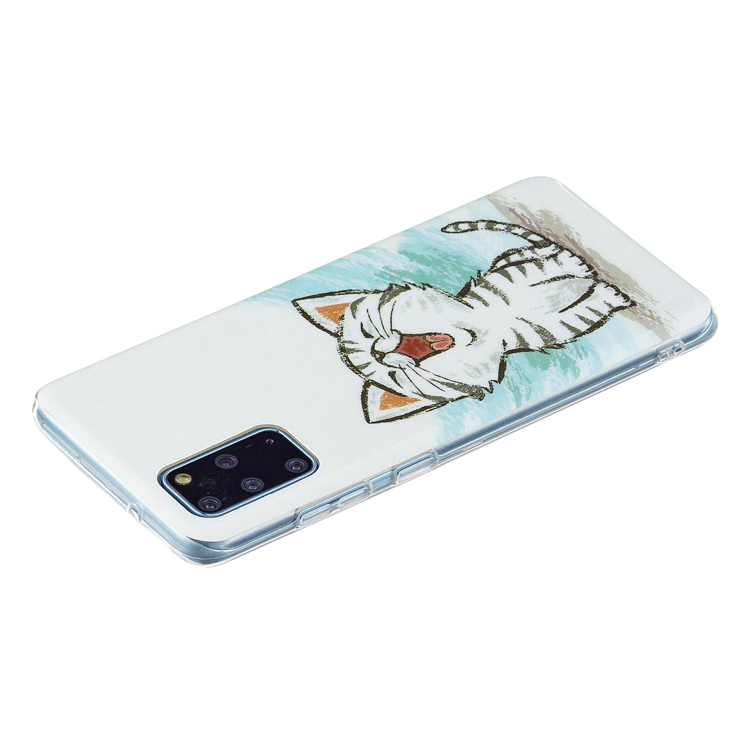 Noctilucent Lightweight Slim Stylish Soft TPU Glow in The Dark Cover Shockproof Cell Phone Case for Samsung Galaxy S20 Plus 4G/5G - Happy Cat