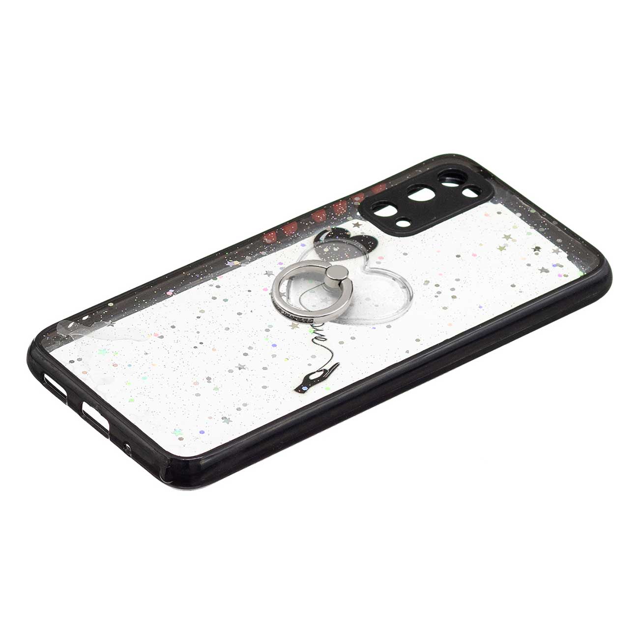 Soft TPU + Hard PC Back Cover Pattern Printing Precise Cutout Epoxy Case with Rotating Ring Kickstand for Samsung Galaxy S20 4G/S20 5G - Love Heart