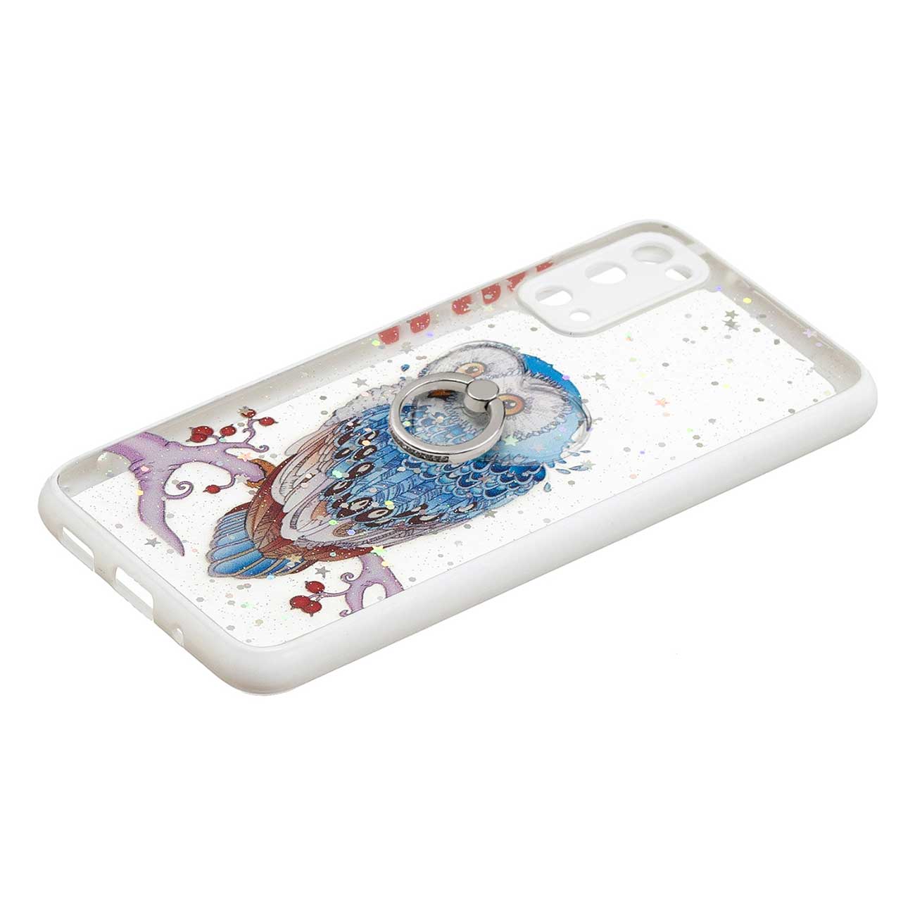 Soft TPU + Hard PC Back Cover Pattern Printing Precise Cutout Epoxy Case with Rotating Ring Kickstand for Samsung Galaxy S20 4G/S20 5G - Owl