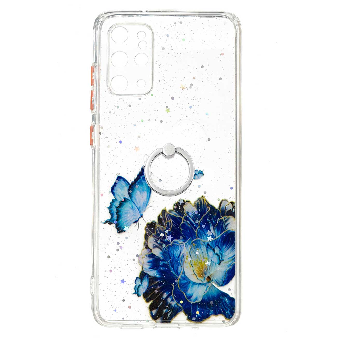 Rotatable Ring Kickstand TPU + PC Protective Cover Pattern Printing Epoxy Precise Cutout Case for Samsung Galaxy Plus 4G / 5G - Blue Butterfly