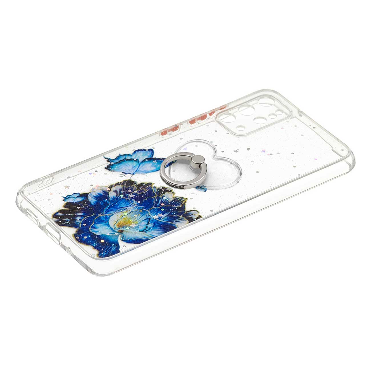 Rotatable Ring Kickstand TPU + PC Protective Cover Pattern Printing Epoxy Precise Cutout Case for Samsung Galaxy Plus 4G / 5G - Blue Butterfly