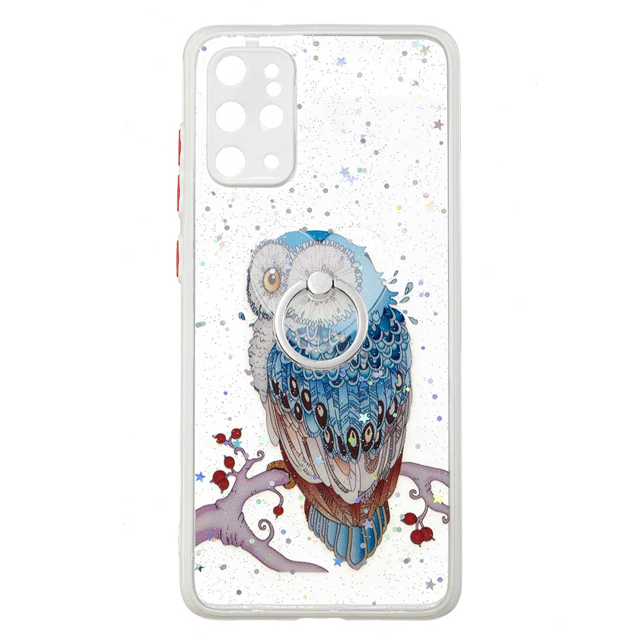 Rotatable Ring Kickstand TPU + PC Protective Cover Pattern Printing Epoxy Precise Cutout Case for Samsung Galaxy Plus 4G / 5G - Owl