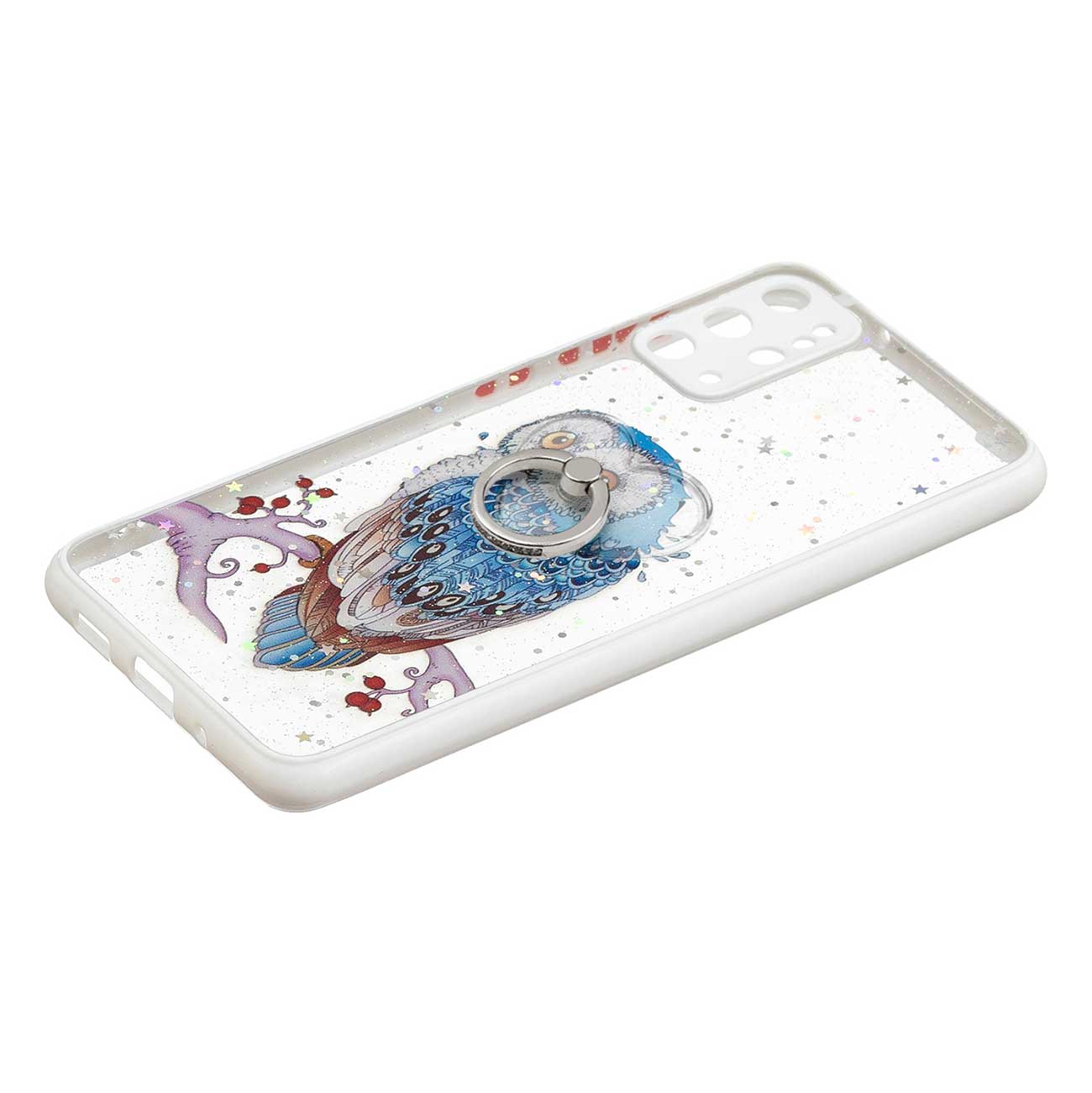 Rotatable Ring Kickstand TPU + PC Protective Cover Pattern Printing Epoxy Precise Cutout Case for Samsung Galaxy Plus 4G / 5G - Owl