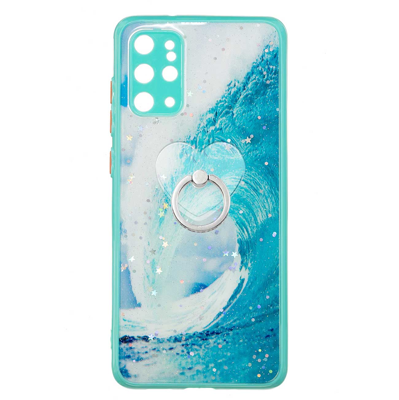 Rotatable Ring Kickstand TPU + PC Protective Cover Pattern Printing Epoxy Precise Cutout Case for Samsung Galaxy Plus 4G / 5G - Waves