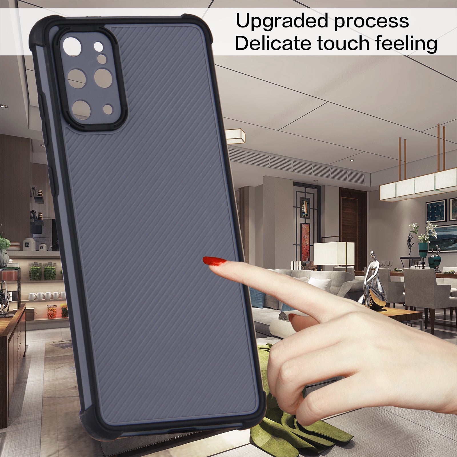 Contrast Color Slim PVC + TPU Shockproof Hybrid Rugged Drop Protective Cover for Samsung Galaxy S20 Plus / S20 Plus 5G - Black