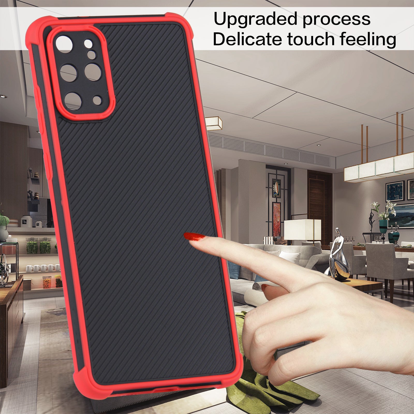 Contrast Color Slim PVC + TPU Shockproof Hybrid Rugged Drop Protective Cover for Samsung Galaxy S20 Plus / S20 Plus 5G - Red