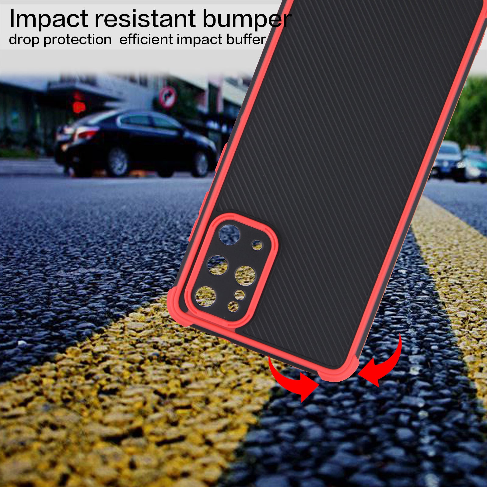 Contrast Color Slim PVC + TPU Shockproof Hybrid Rugged Drop Protective Cover for Samsung Galaxy S20 Plus / S20 Plus 5G - Red