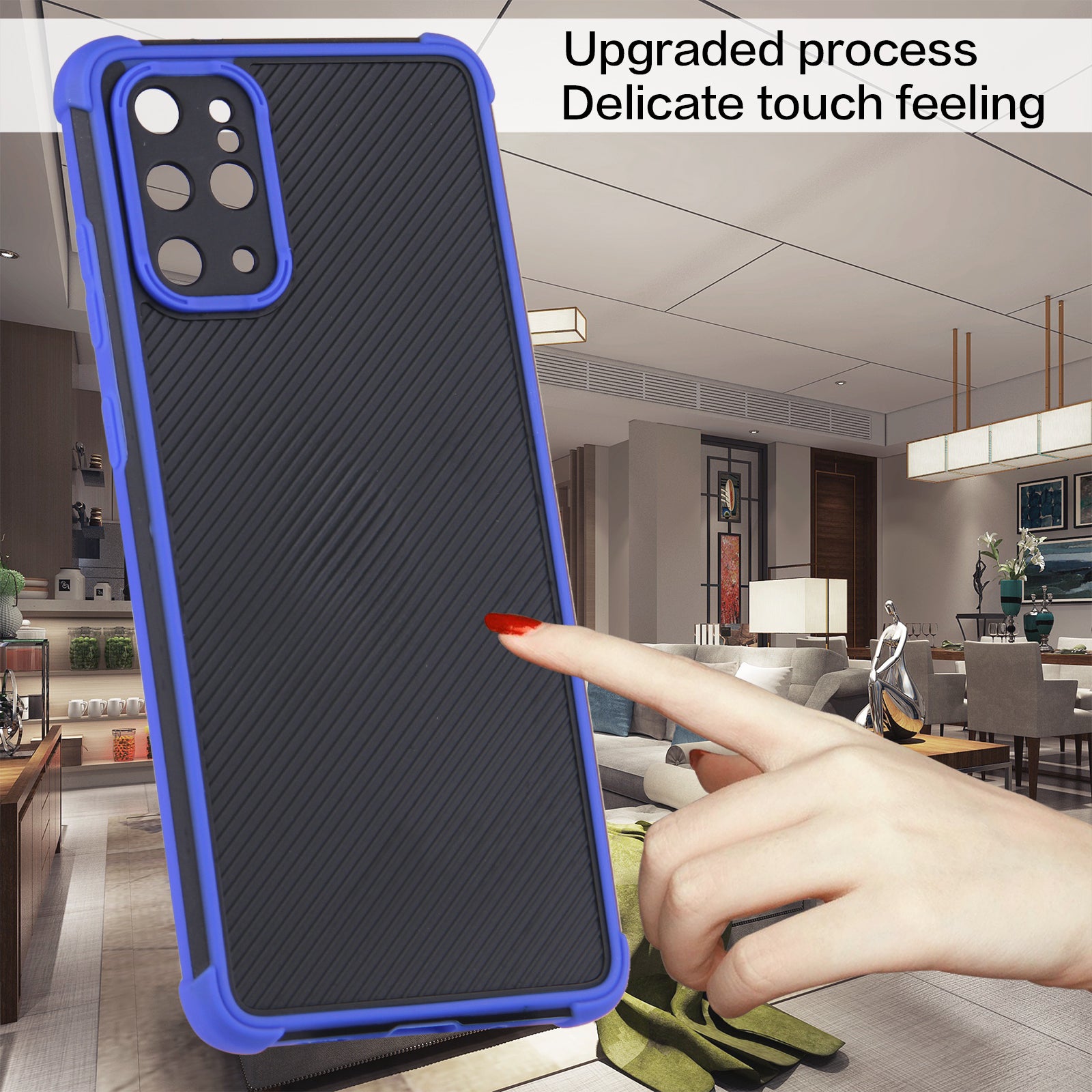 Contrast Color Slim PVC + TPU Shockproof Hybrid Rugged Drop Protective Cover for Samsung Galaxy S20 Plus / S20 Plus 5G - Blue