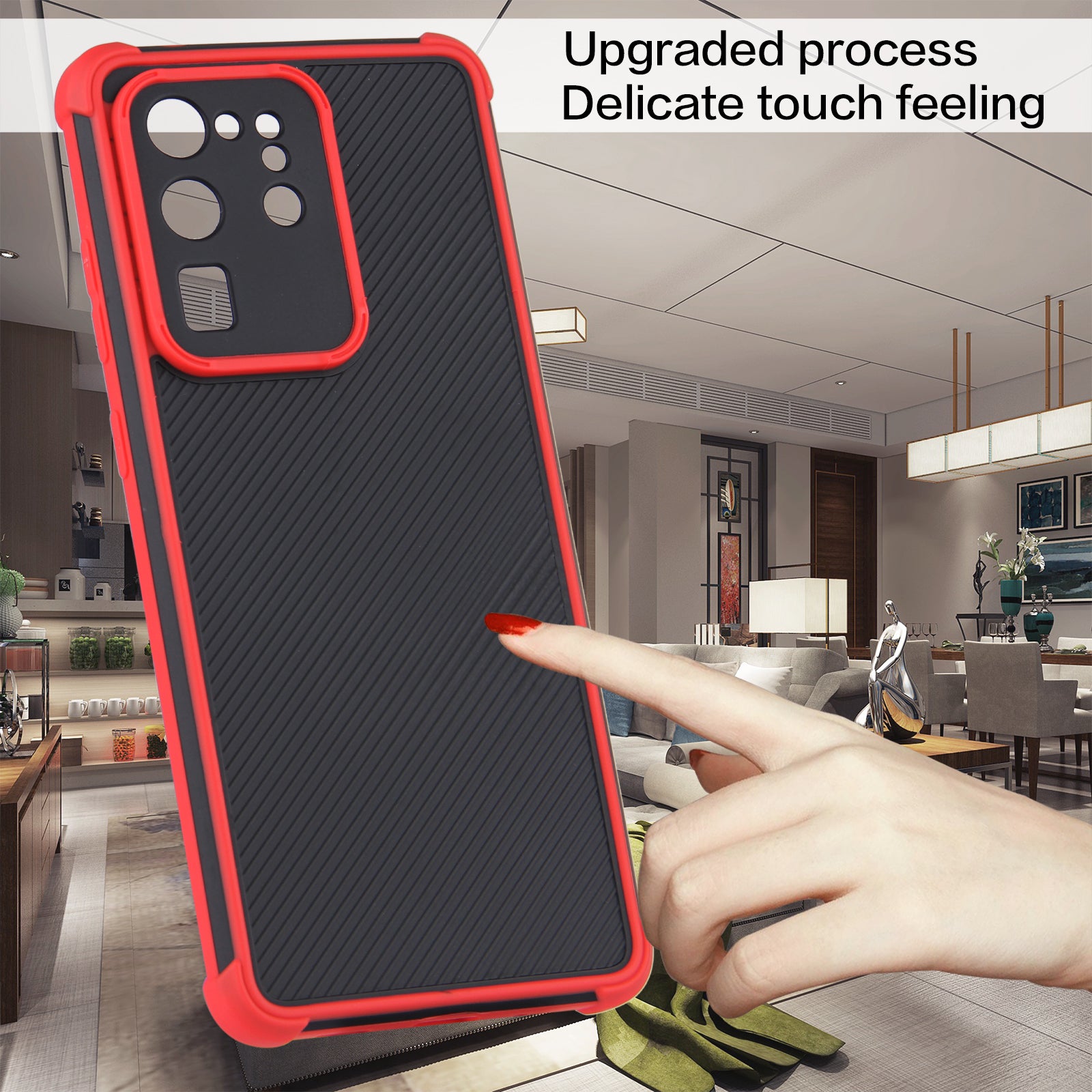 Dual-Color Shockproof Protection PVC + TPU Hybrid Protective Case for Samsung Galaxy S20 Ultra - Red