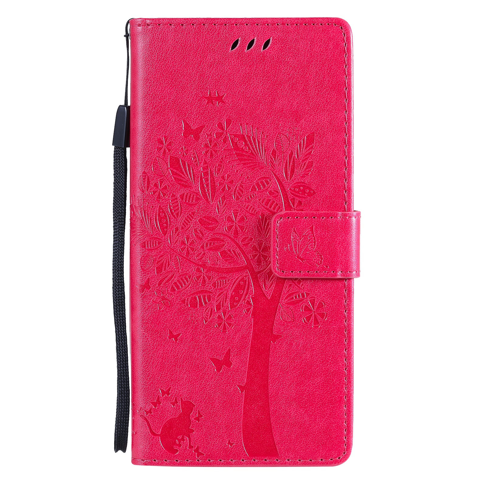 Wallet Stand Design Full Protection KT Imprinting Flower Series-3 Cat and Tree Imprinting Leather Cover + TPU Inner Phone Case for Samsung Galaxy S20 FE 2022/S20 FE 4G/S20 FE 5G/S20 Lite - Rose