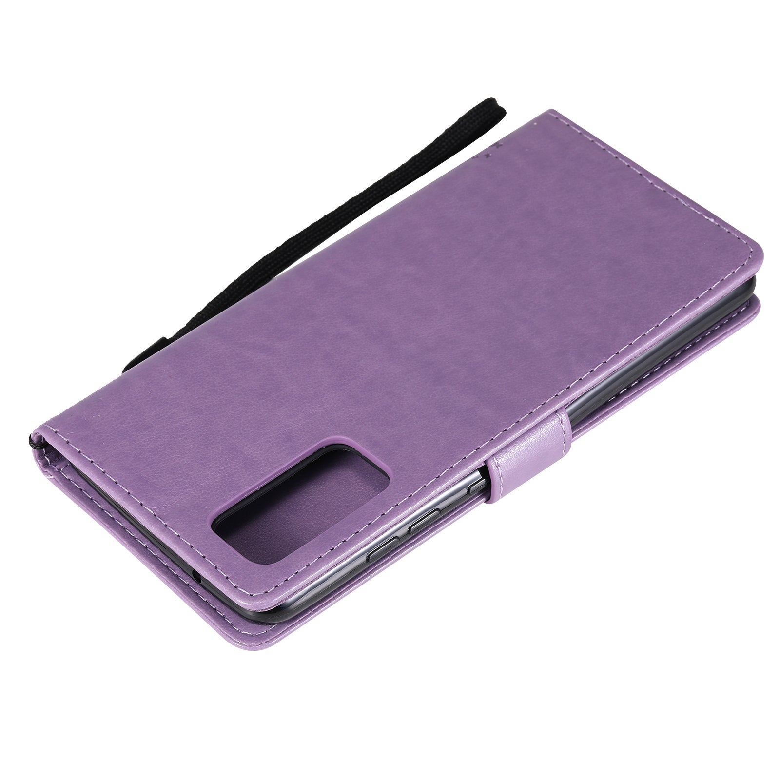 Wallet Stand Design Full Protection KT Imprinting Flower Series-3 Cat and Tree Imprinting Leather Cover + TPU Inner Phone Case for Samsung Galaxy S20 FE 2022/S20 FE 4G/S20 FE 5G/S20 Lite - Light Purple