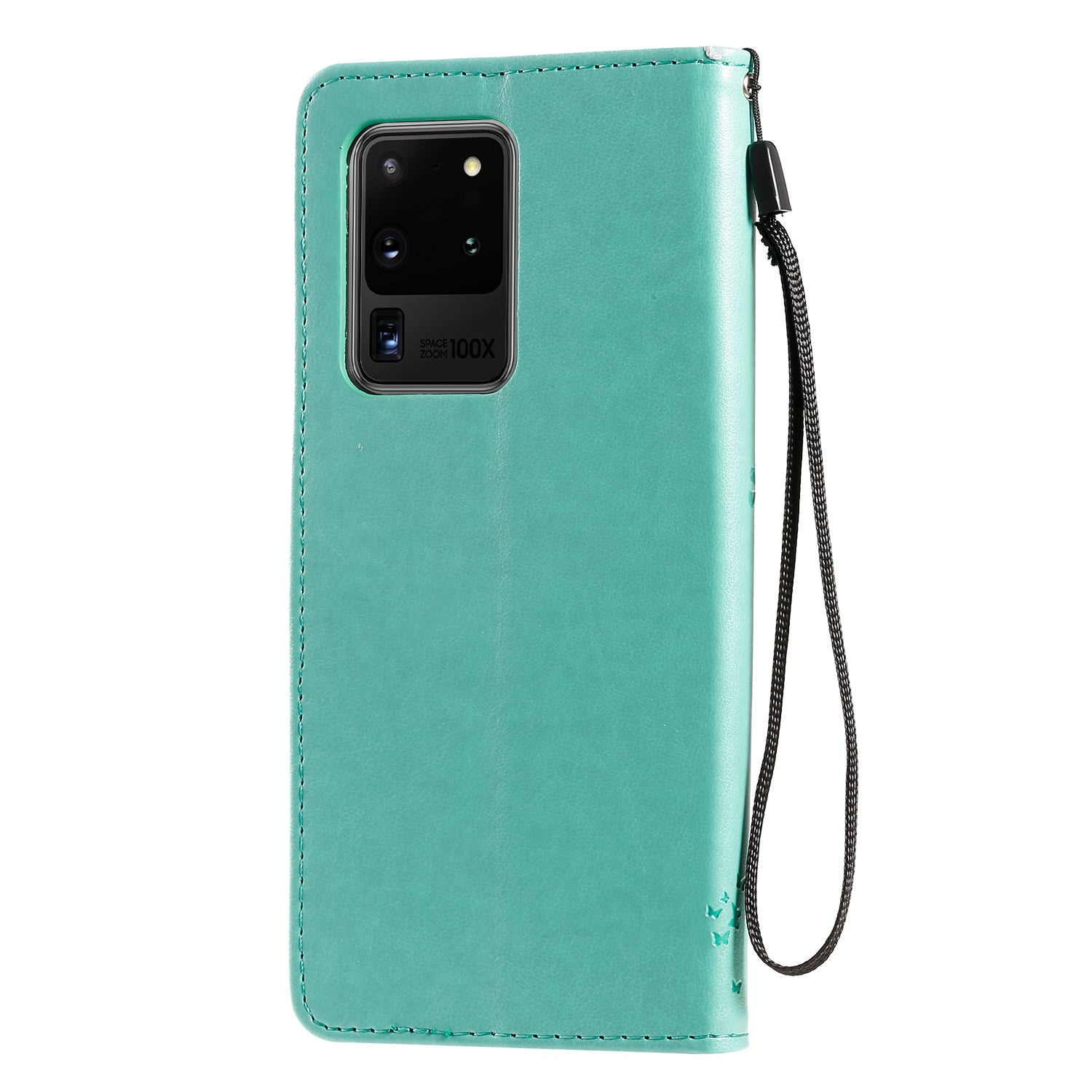 All-Inclusive KT Imprinting Flower Series-3 Cat and Tree Imprinting Wallet Stand Design Leather Cover + TPU Inner Phone Case for Samsung Galaxy S20 Ultra - Green