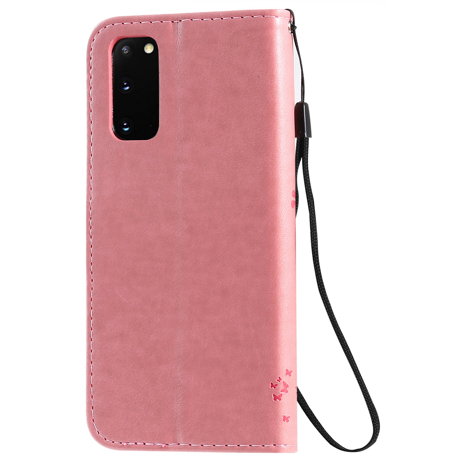 KT Imprinting Flower Series-3 Cat and Tree Imprinting Adjustable Stand Design Leather Cover + TPU Inner Phone Wallet Case for Samsung Galaxy S20 4G/S20 5G - Pink