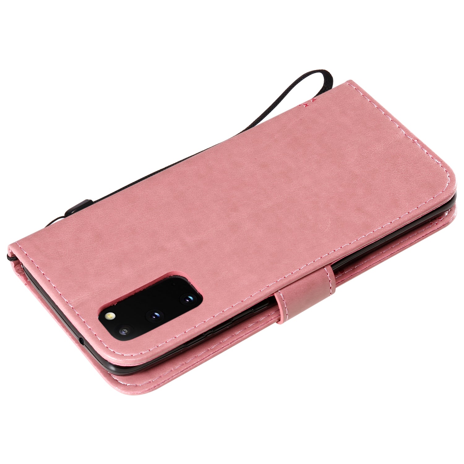 KT Imprinting Flower Series-3 Cat and Tree Imprinting Adjustable Stand Design Leather Cover + TPU Inner Phone Wallet Case for Samsung Galaxy S20 4G/S20 5G - Pink